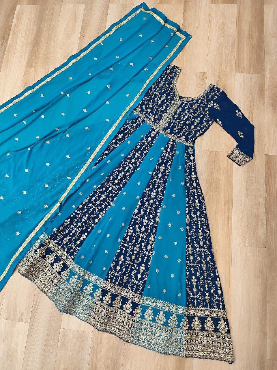 Surmayi Zari Sequins Embroidered Gown Set