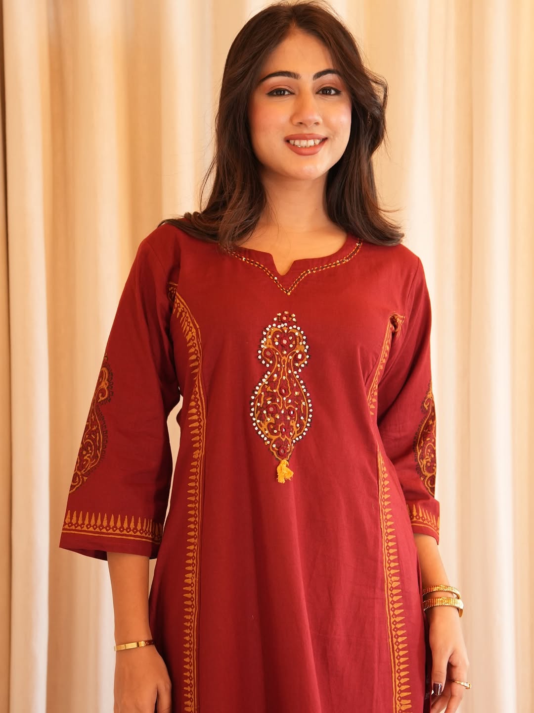 Heavy Cotton A-Line Kurti Pant Dupatta Set
