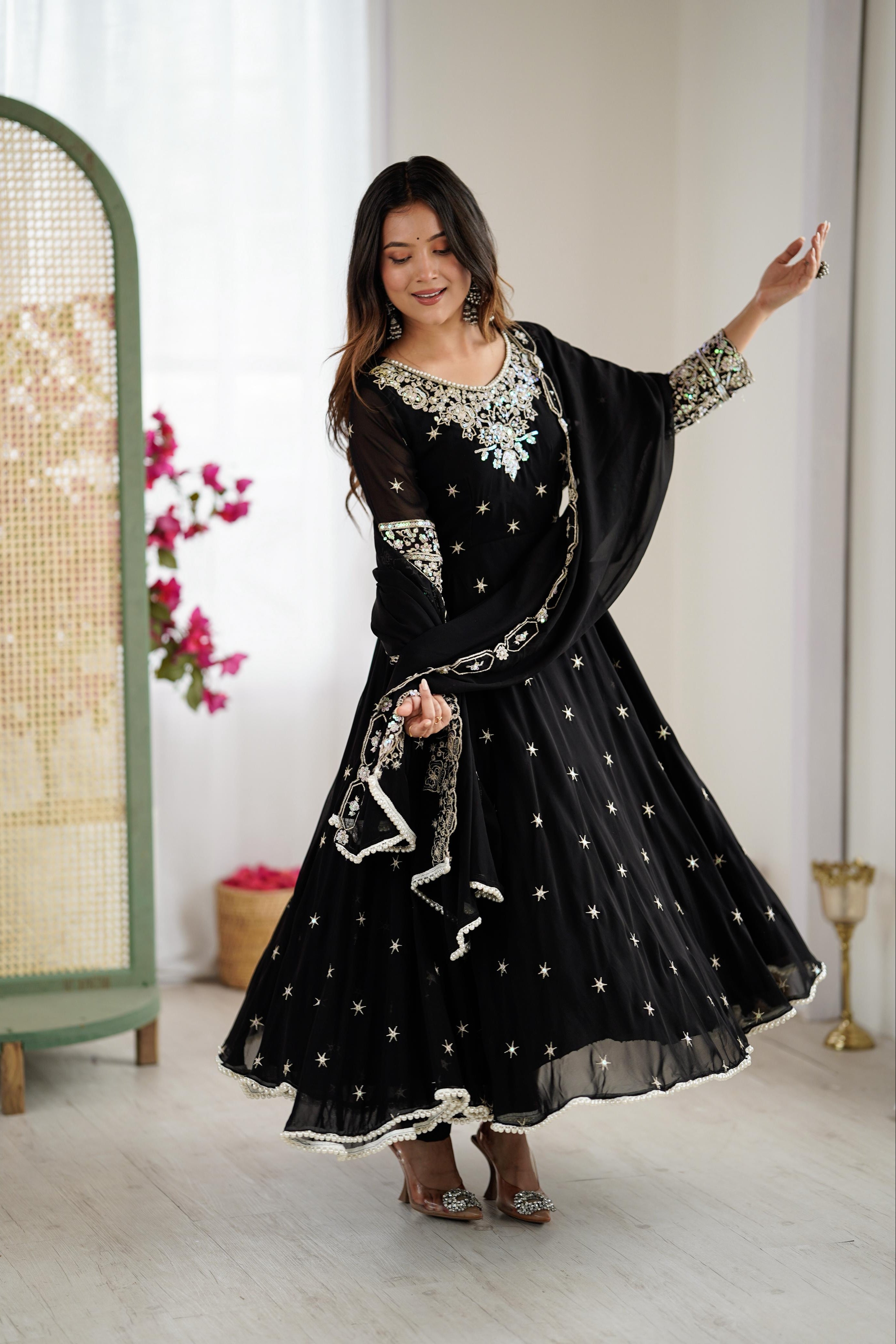 Shyamrang Rainbow Sequence Embroidered Anarkali Set