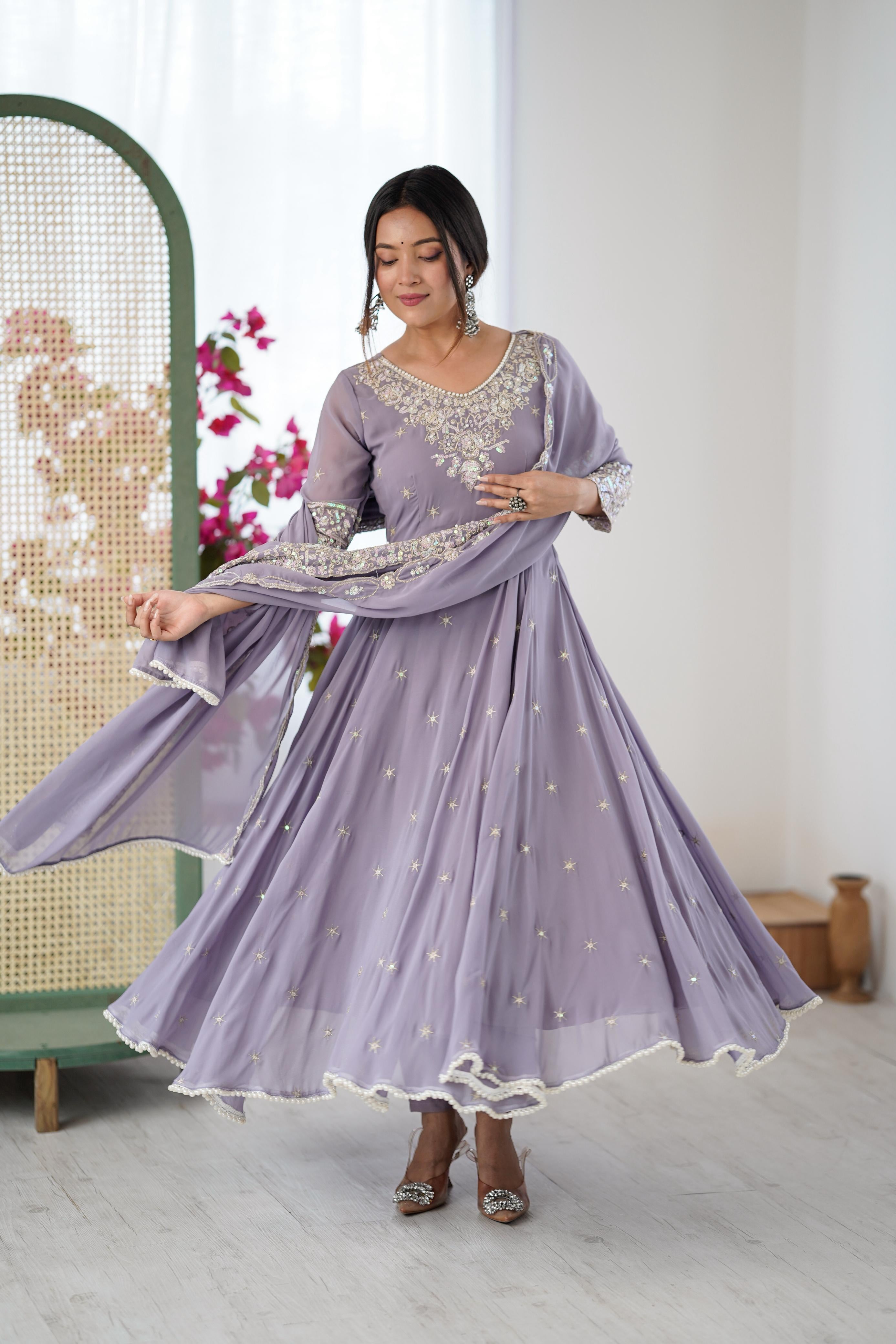 Shyamrang Rainbow Sequence Embroidered Anarkali Set