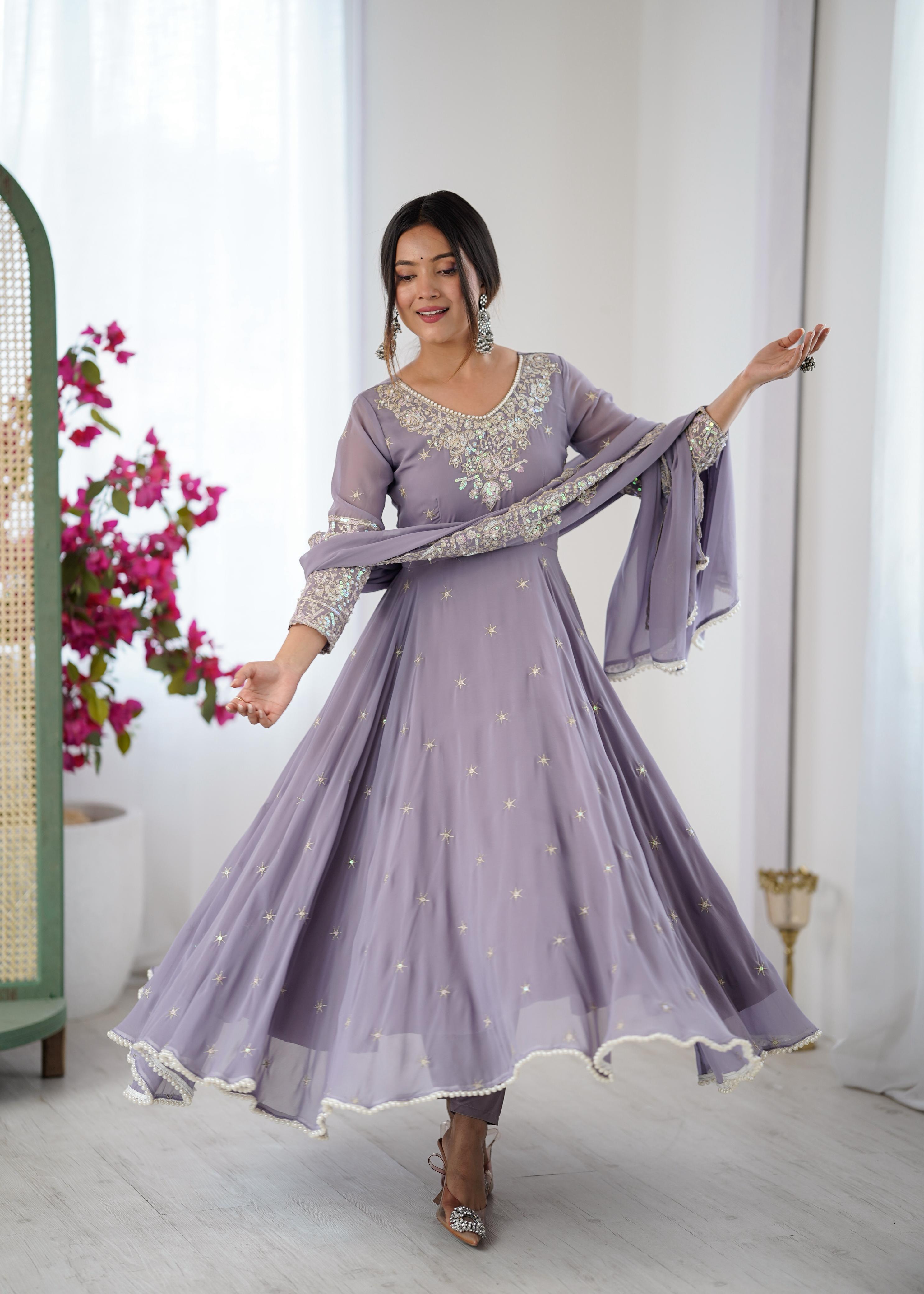 Shyamrang Rainbow Sequence Embroidered Anarkali Set
