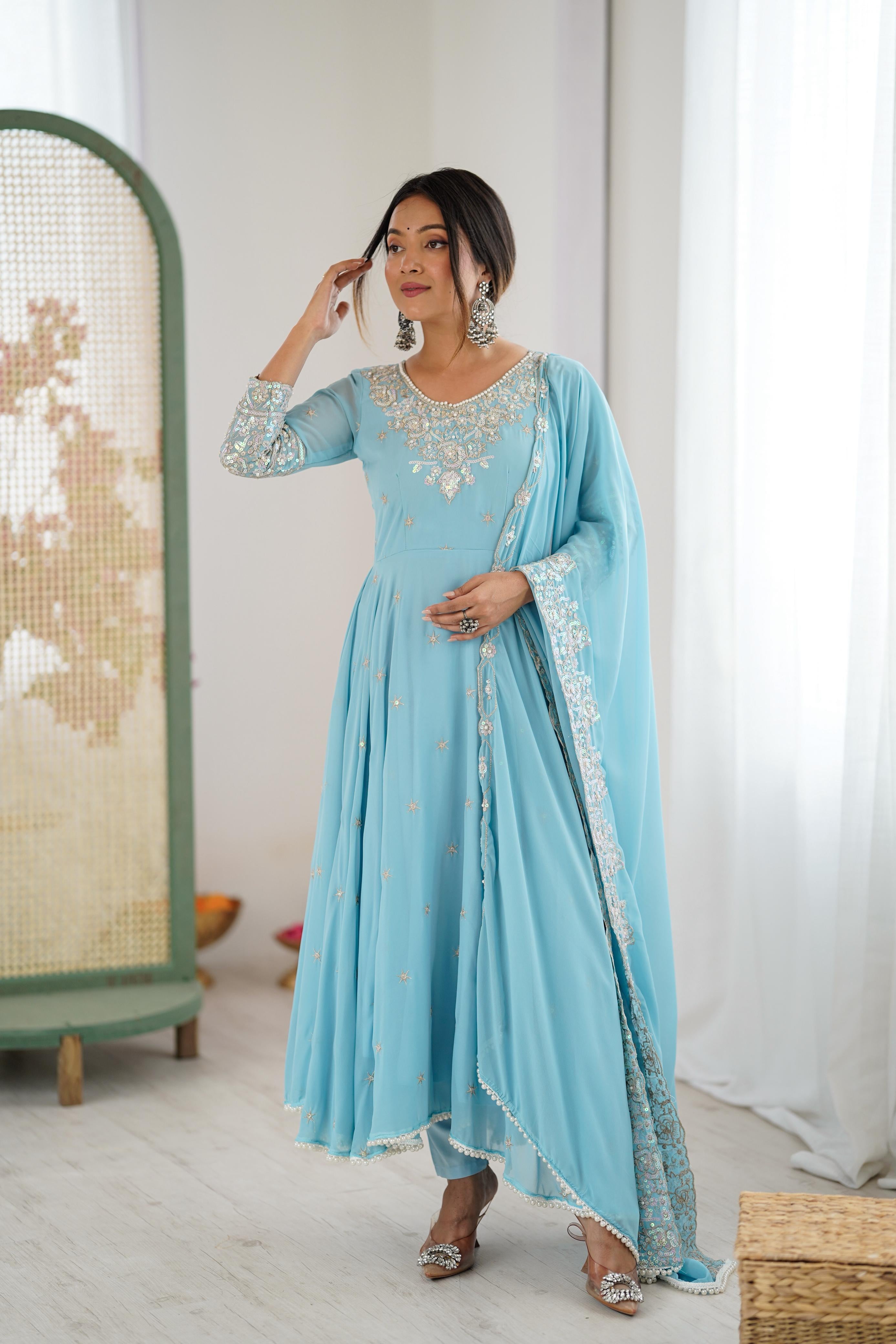 Shyamrang Rainbow Sequence Embroidered Anarkali Set