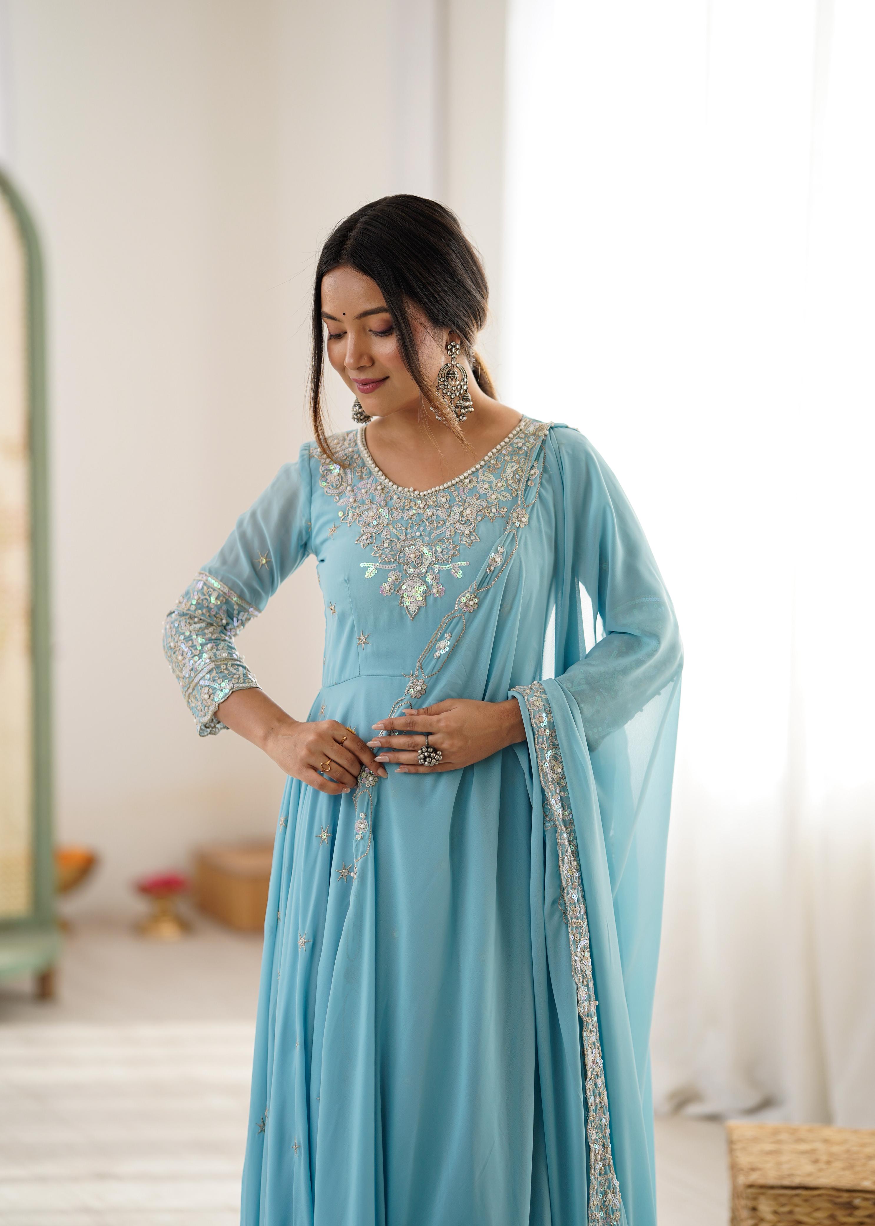 Shyamrang Rainbow Sequence Embroidered Anarkali Set