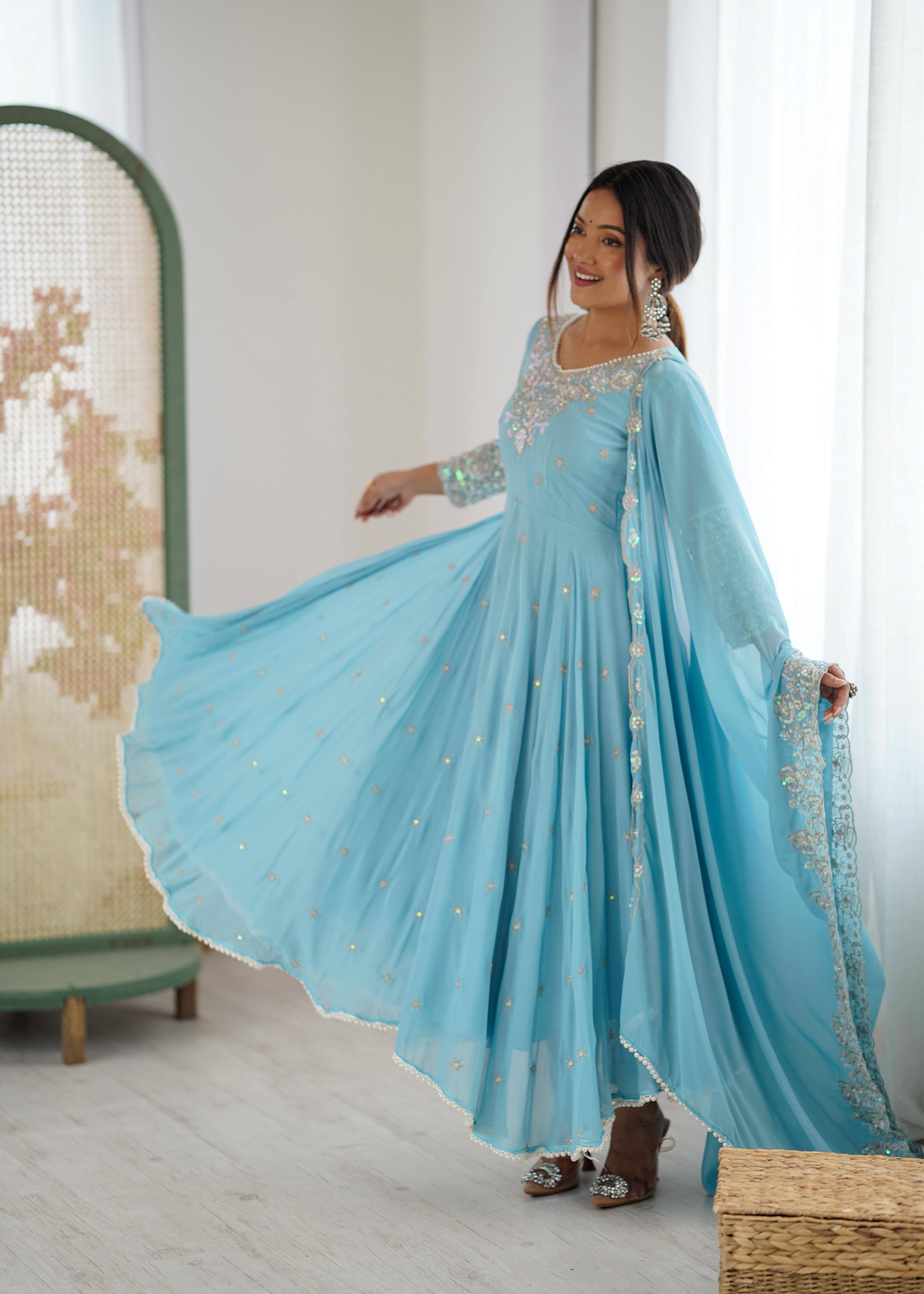 Shyamrang Rainbow Sequence Embroidered Anarkali Set