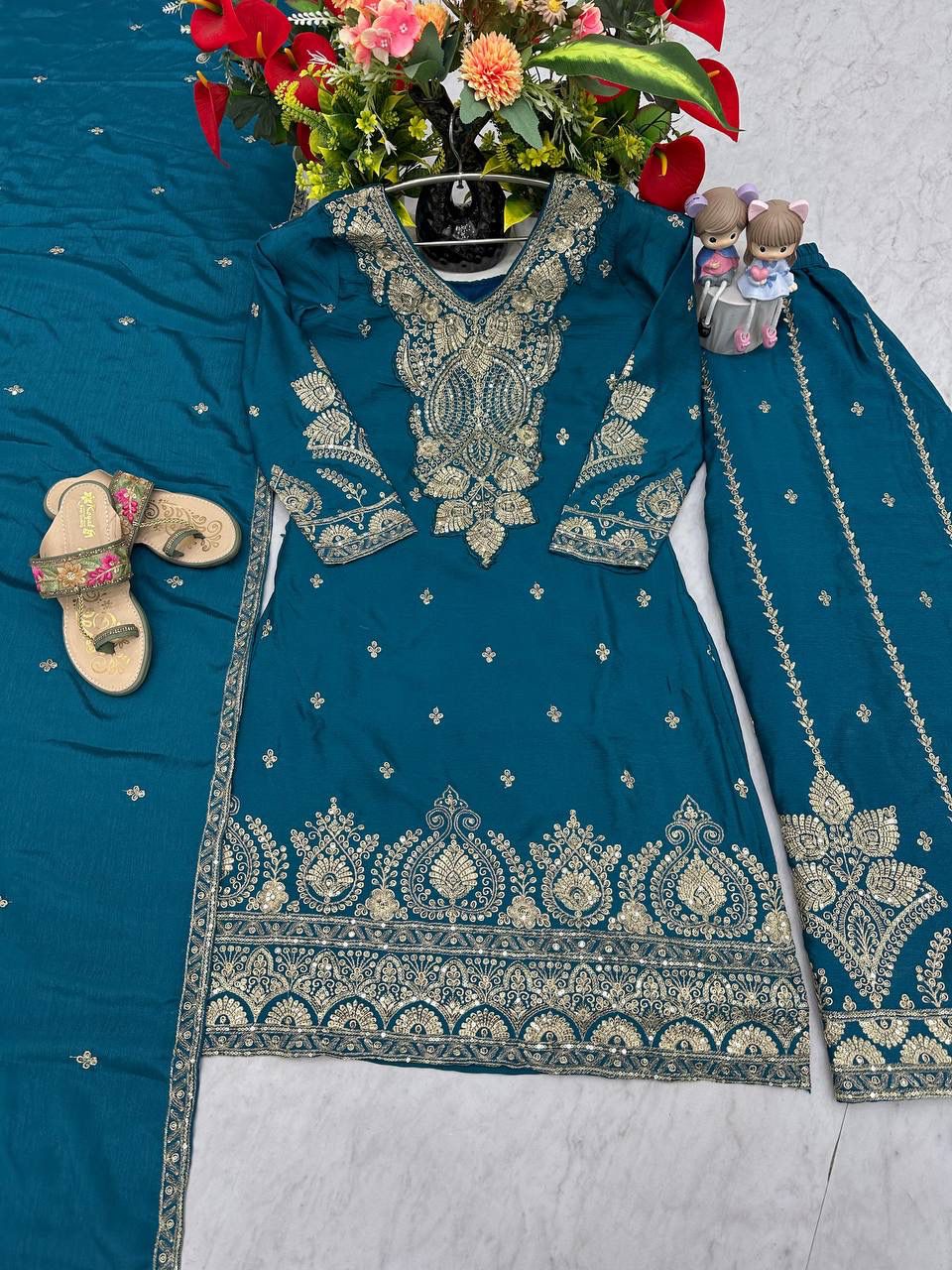 Raktima Chinon Threadwork Embroidered Palazzo Set