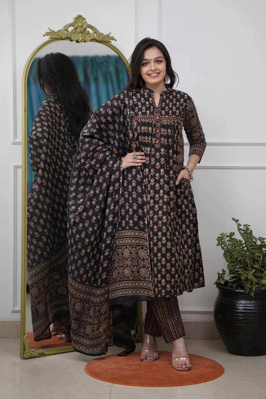 Shyamrekha Adda Work A-Line Pocket Suit Set