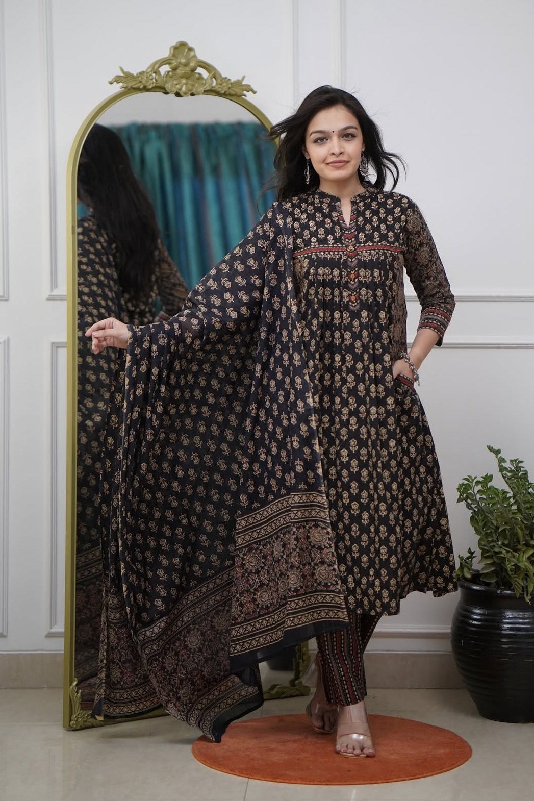 Shyamrekha Adda Work A-Line Pocket Suit Set