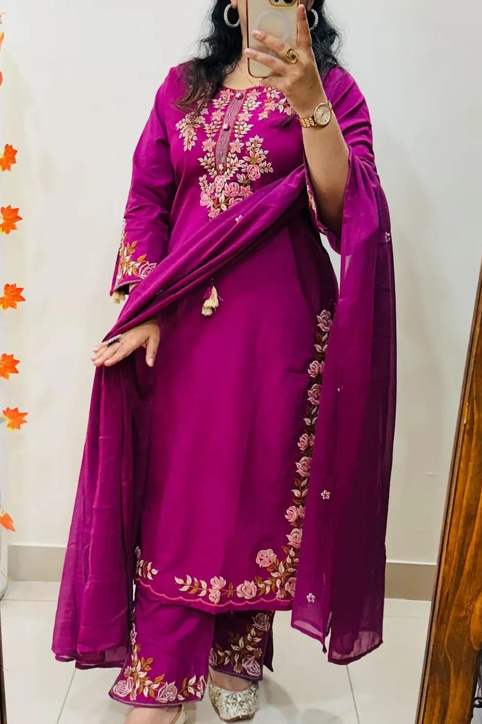 Kesariya Noor Embroidered Anarkali Palazzo Set
