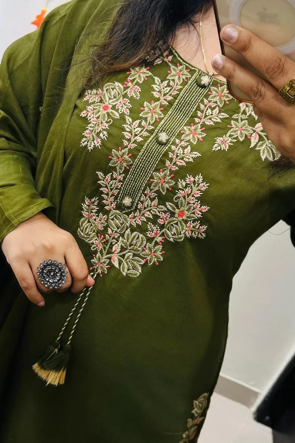 Kesariya Noor Embroidered Anarkali Palazzo Set