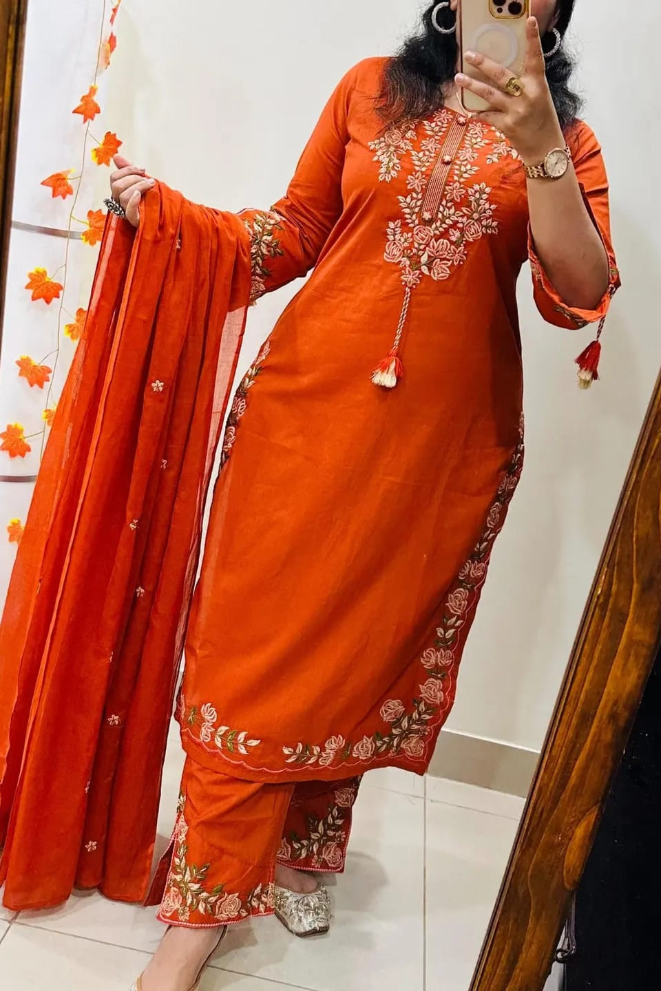 Kesariya Noor Embroidered Anarkali Palazzo Set