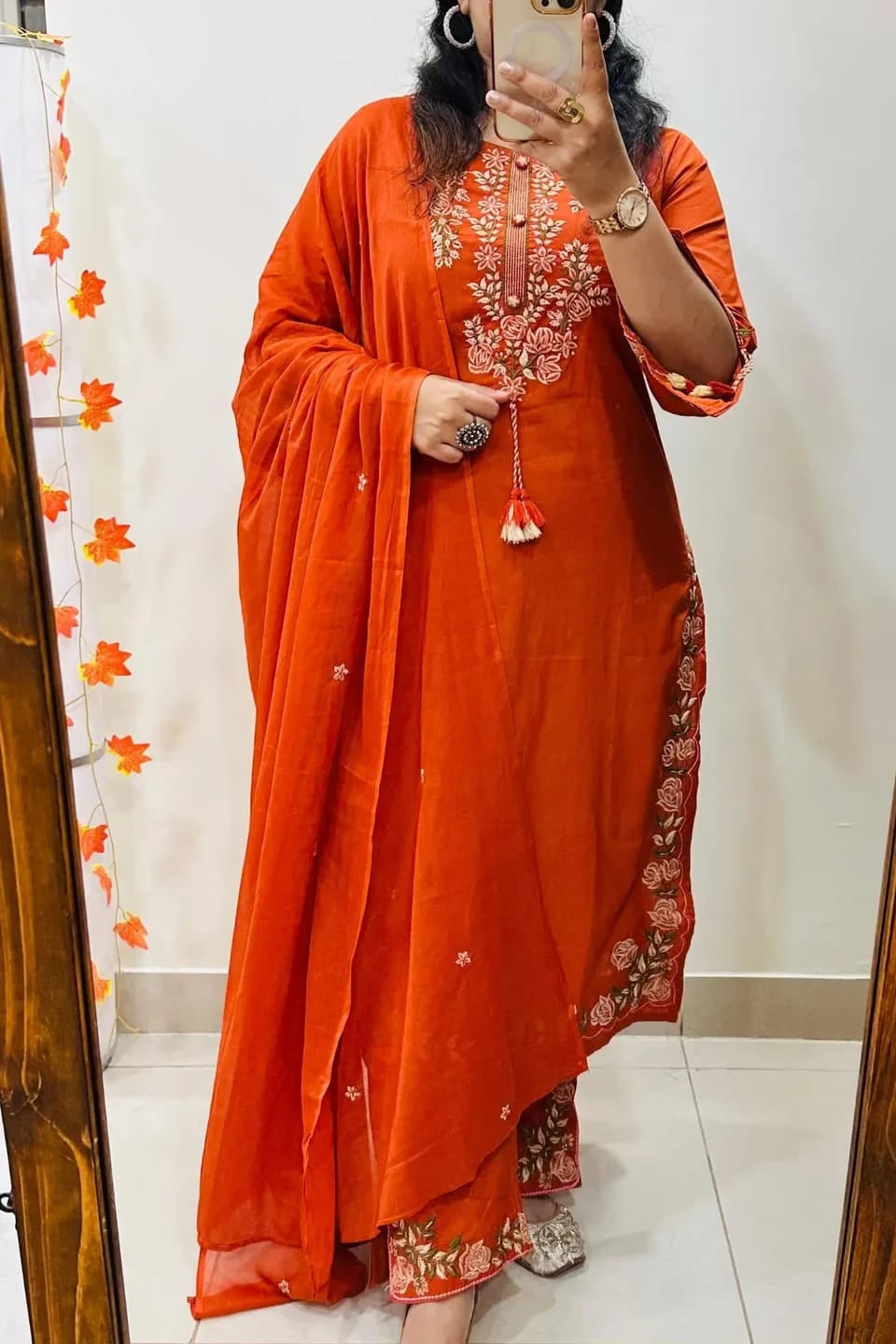 Kesariya Noor Embroidered Anarkali Palazzo Set
