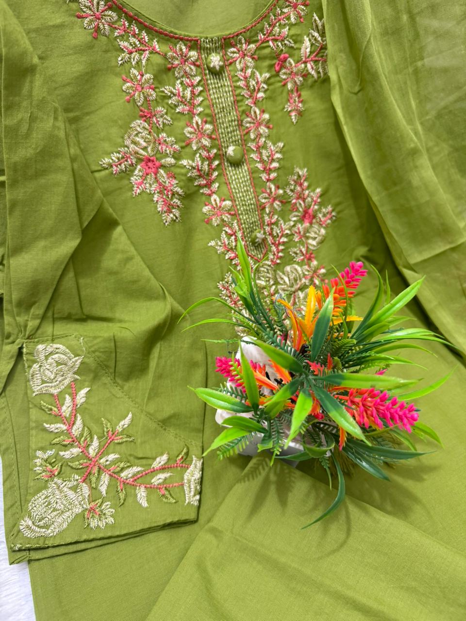 Kesariya Noor Embroidered Anarkali Palazzo Set