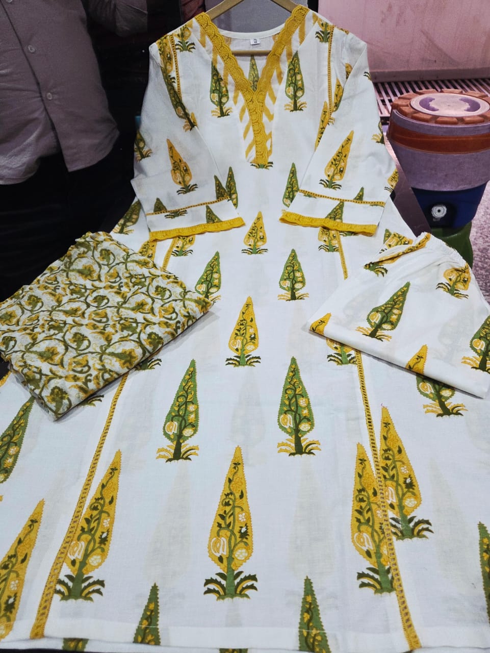 Peetvastra Mughal Print Cotton Suit Set