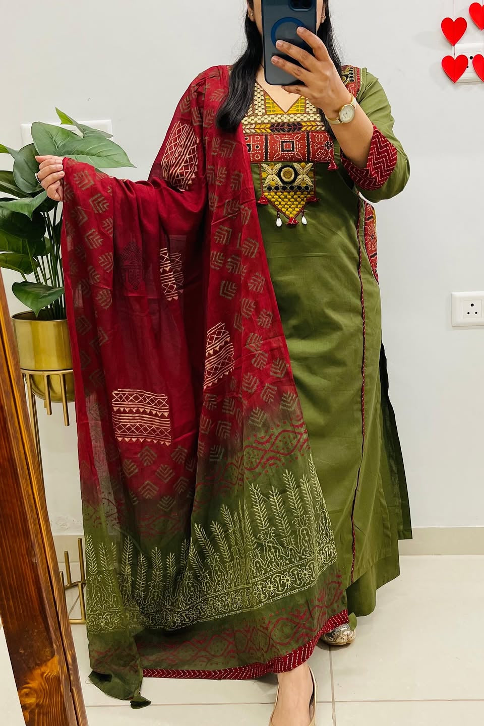 Raktima Dual Pocket Embroidered Cotton Suit Set