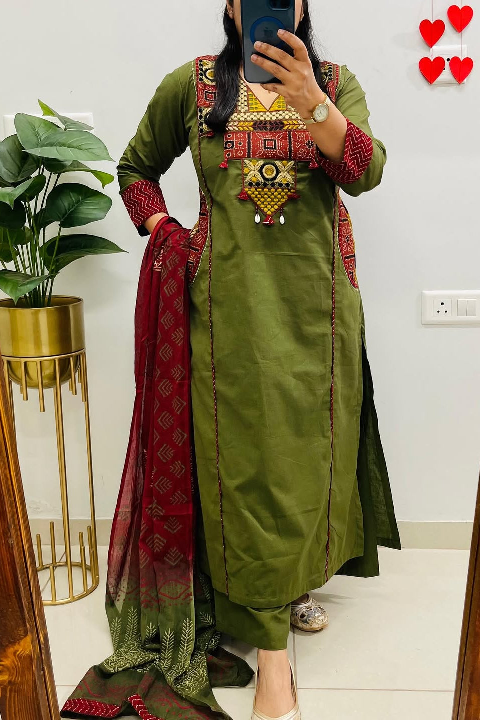 Raktima Dual Pocket Embroidered Cotton Suit Set