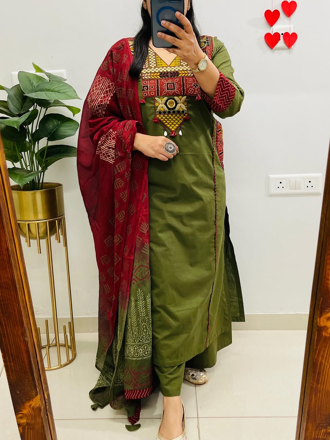 Raktima Dual Pocket Embroidered Cotton Suit Set