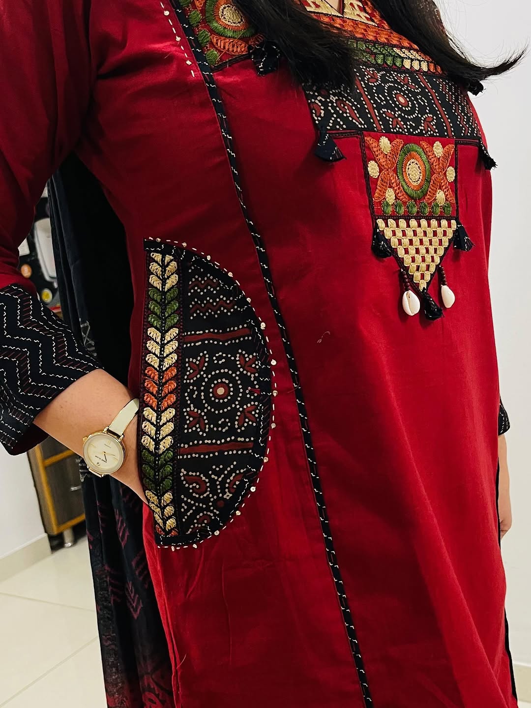 Raktima Dual Pocket Embroidered Cotton Suit Set