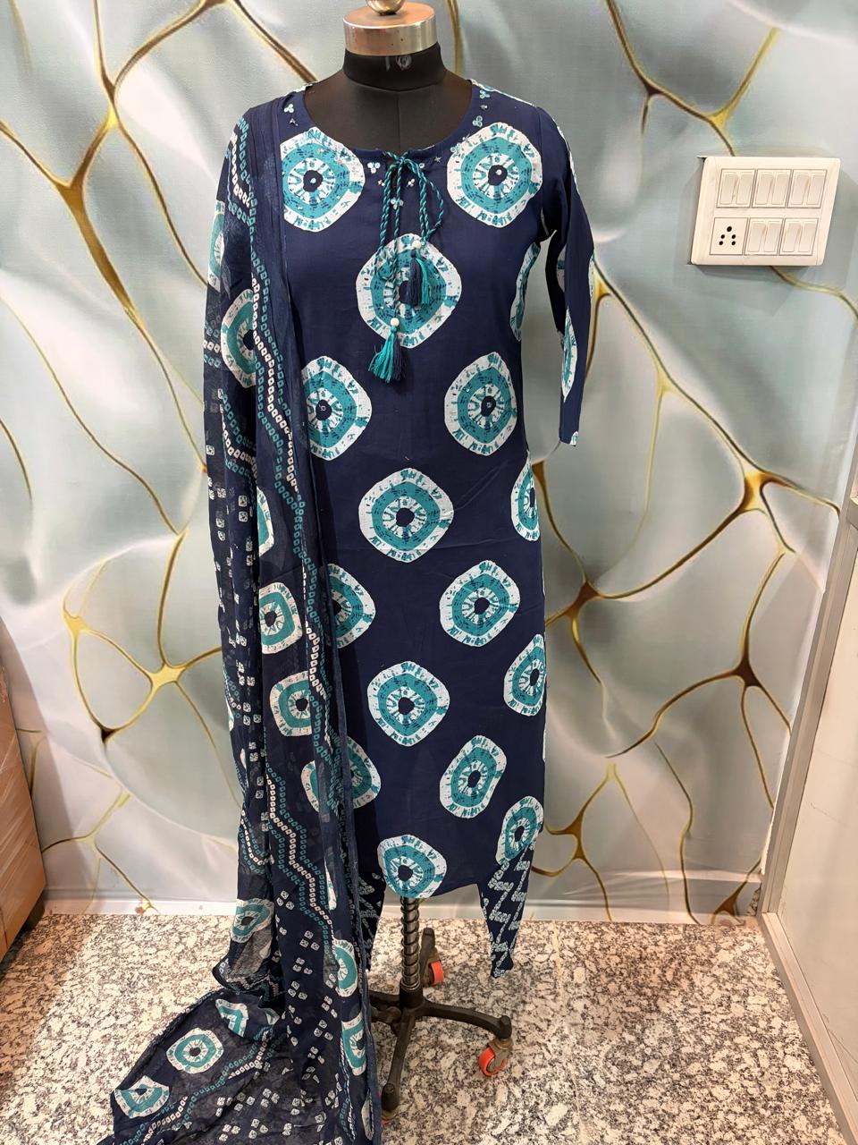 Prosin Print Cotton Straight Suit Set