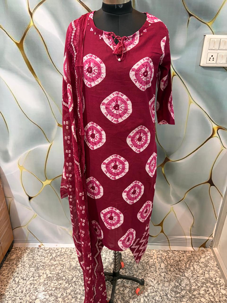 Prosin Print Cotton Straight Suit Set