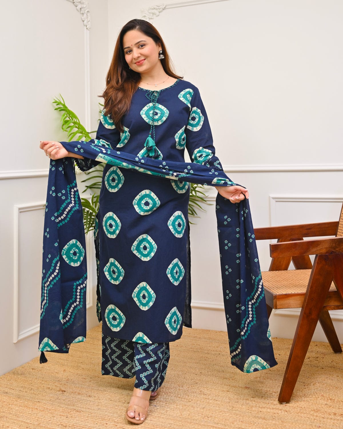 Prosin Print Cotton Straight Suit Set