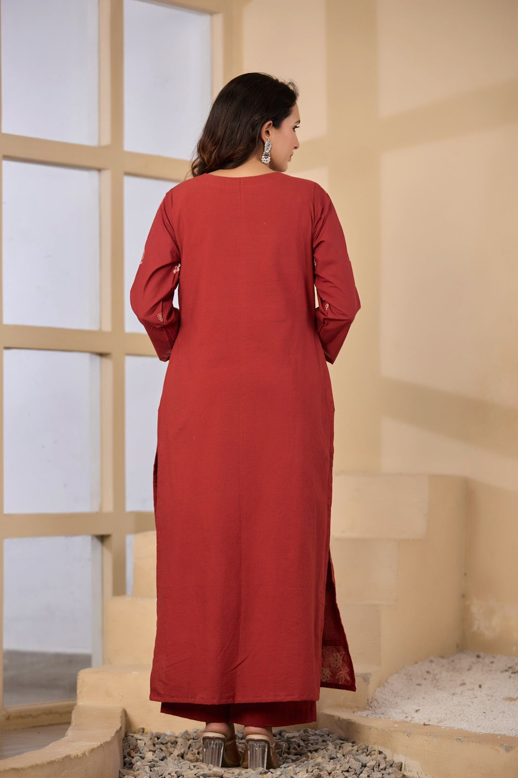 Mridvanshi Handwork Embroidered Cotton Kurta Set