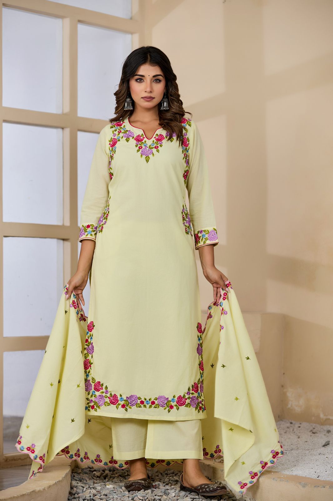 Mrinalini Handwork Embroidered Cotton Kurta Set