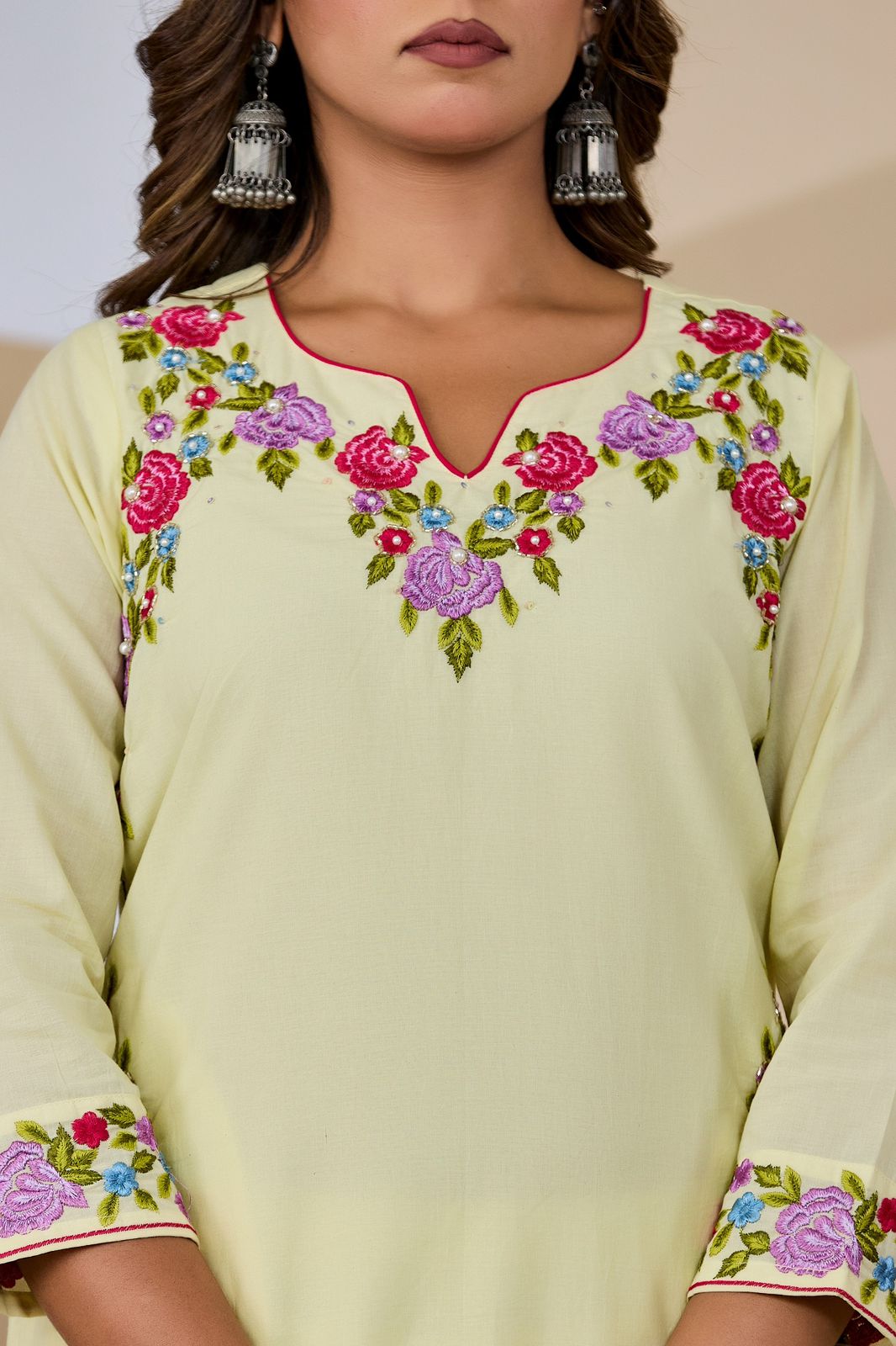 Mrinalini Handwork Embroidered Cotton Kurta Set