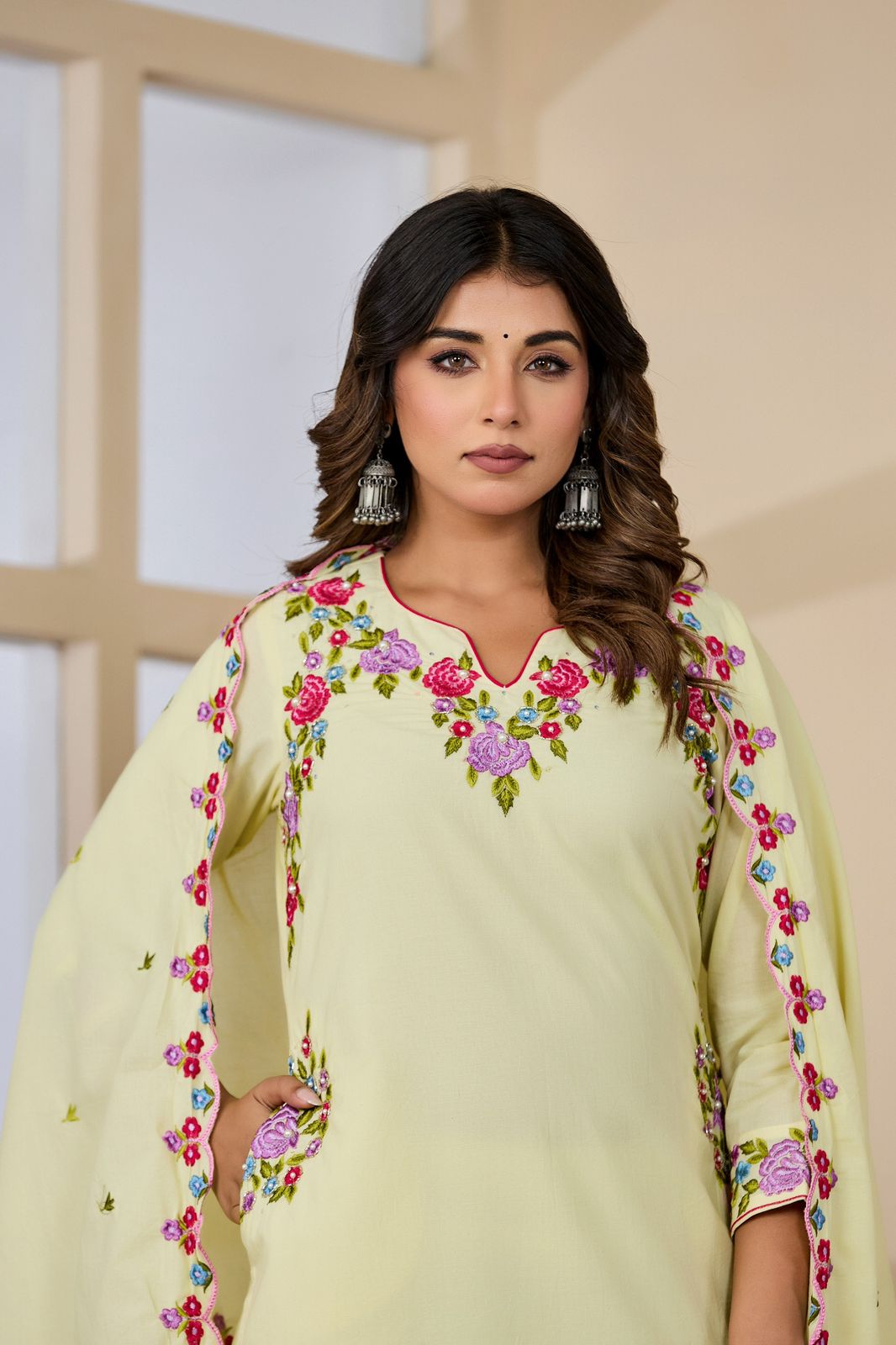 Mrinalini Handwork Embroidered Cotton Kurta Set