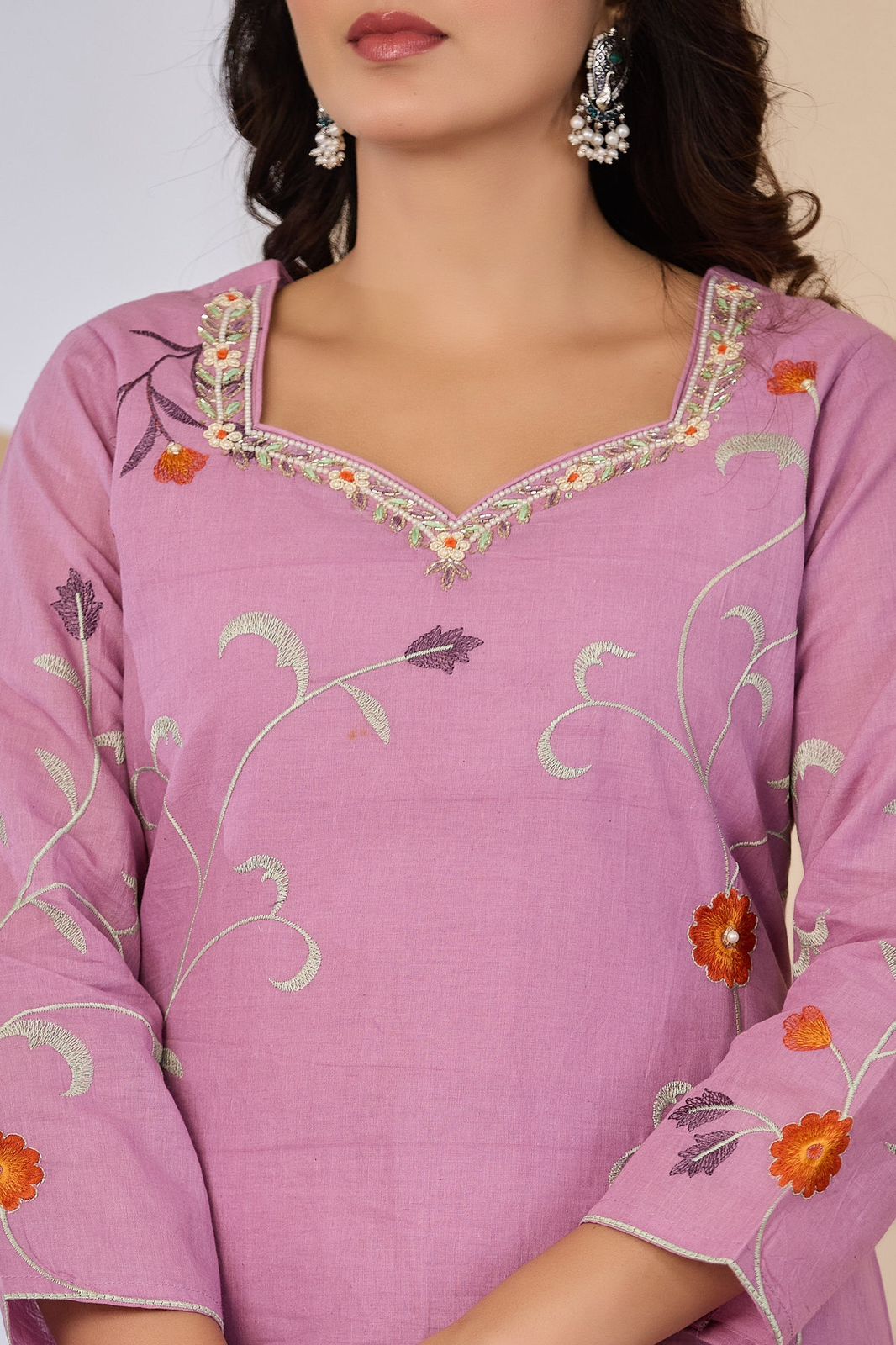 Neelavya Handwork Embroidered Cotton Palazzo Set