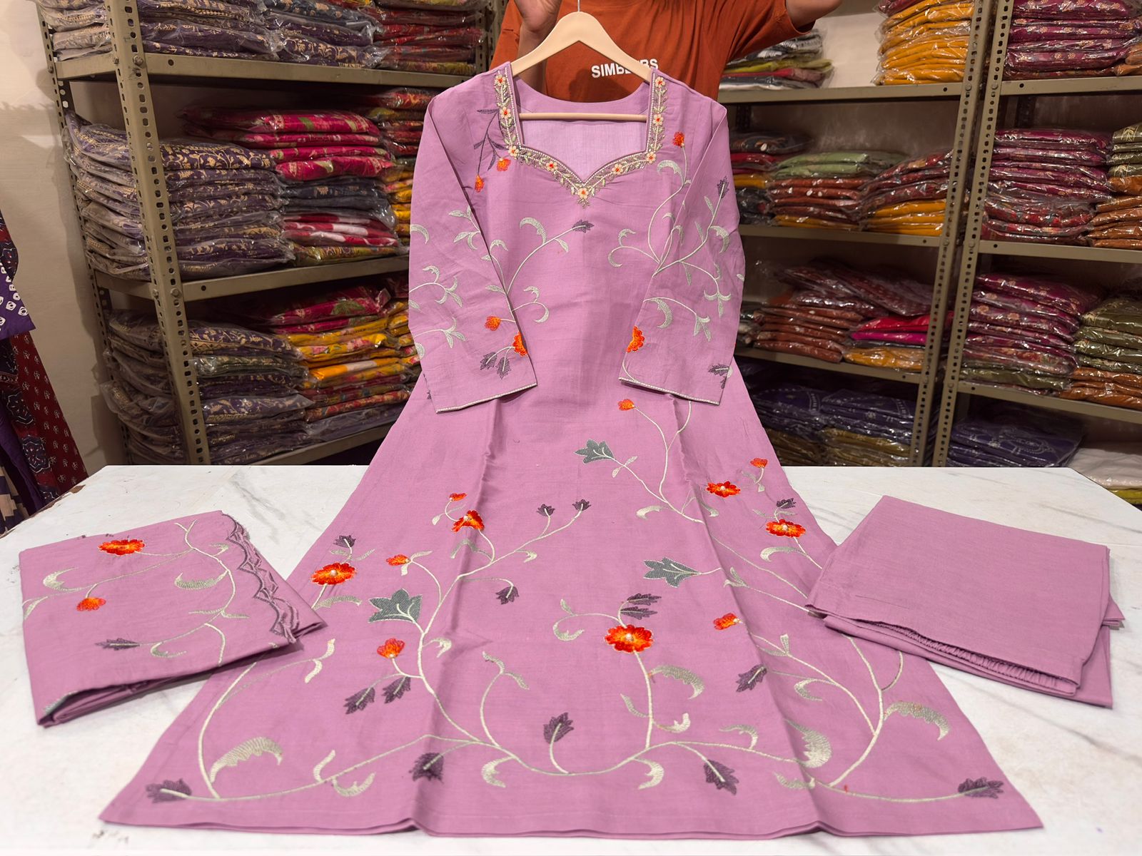 Neelavya Handwork Embroidered Cotton Palazzo Set