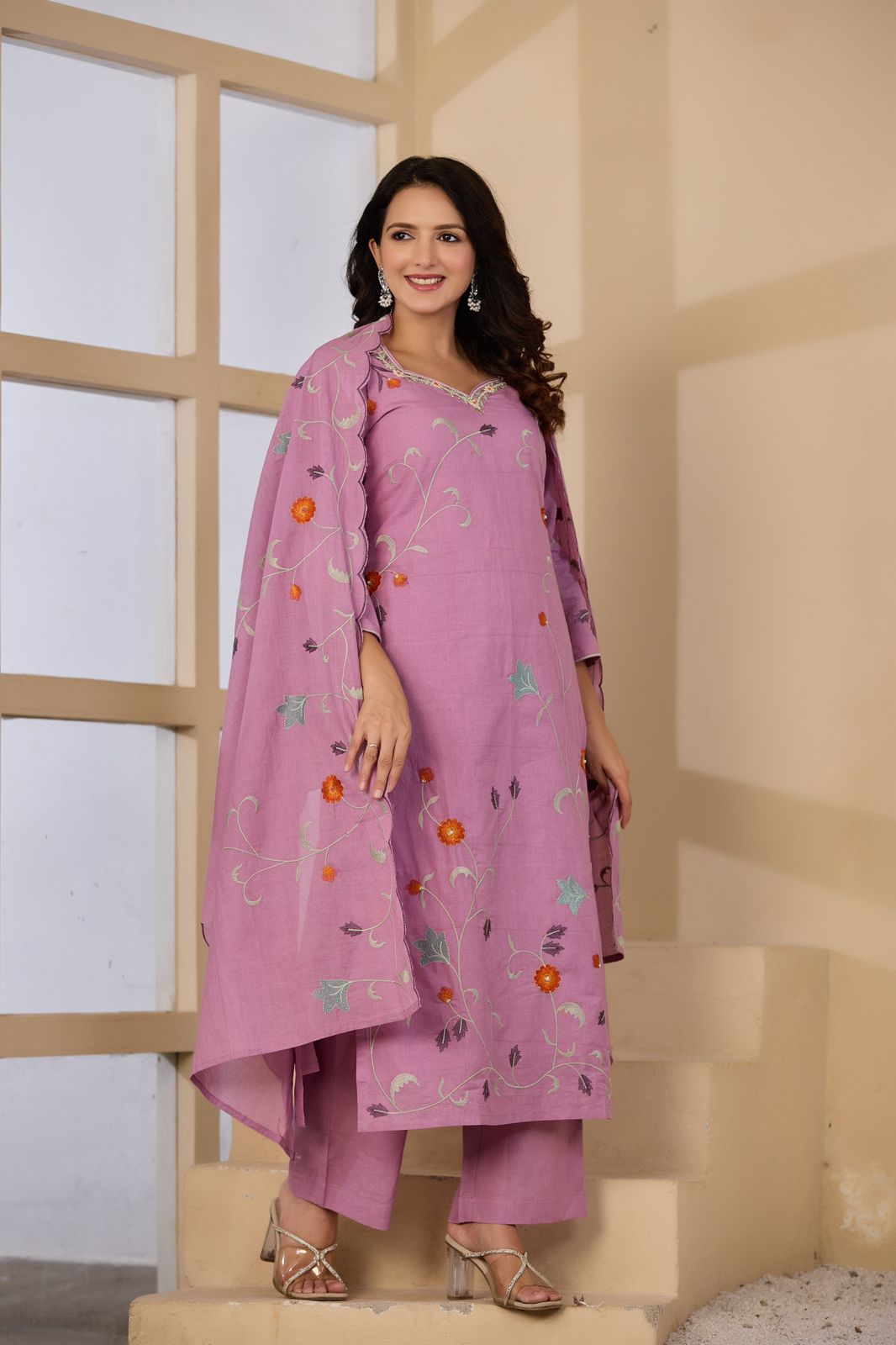 Neelavya Handwork Embroidered Cotton Palazzo Set