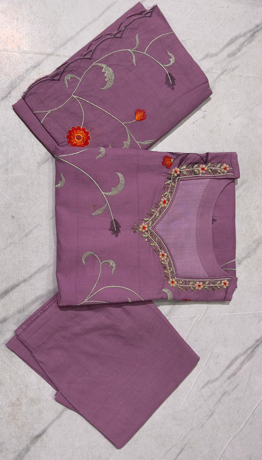 Neelavya Handwork Embroidered Cotton Palazzo Set