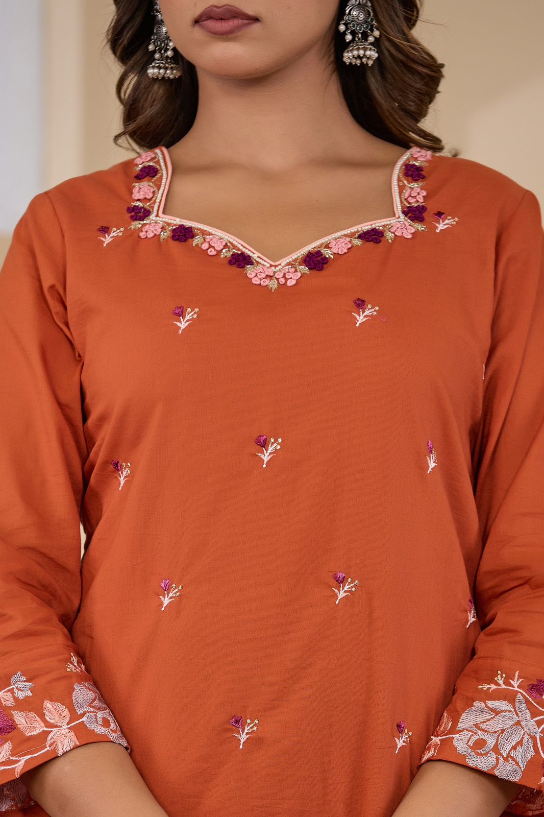 Kesarvani Handwork Embroidered Cotton Palazzo Set