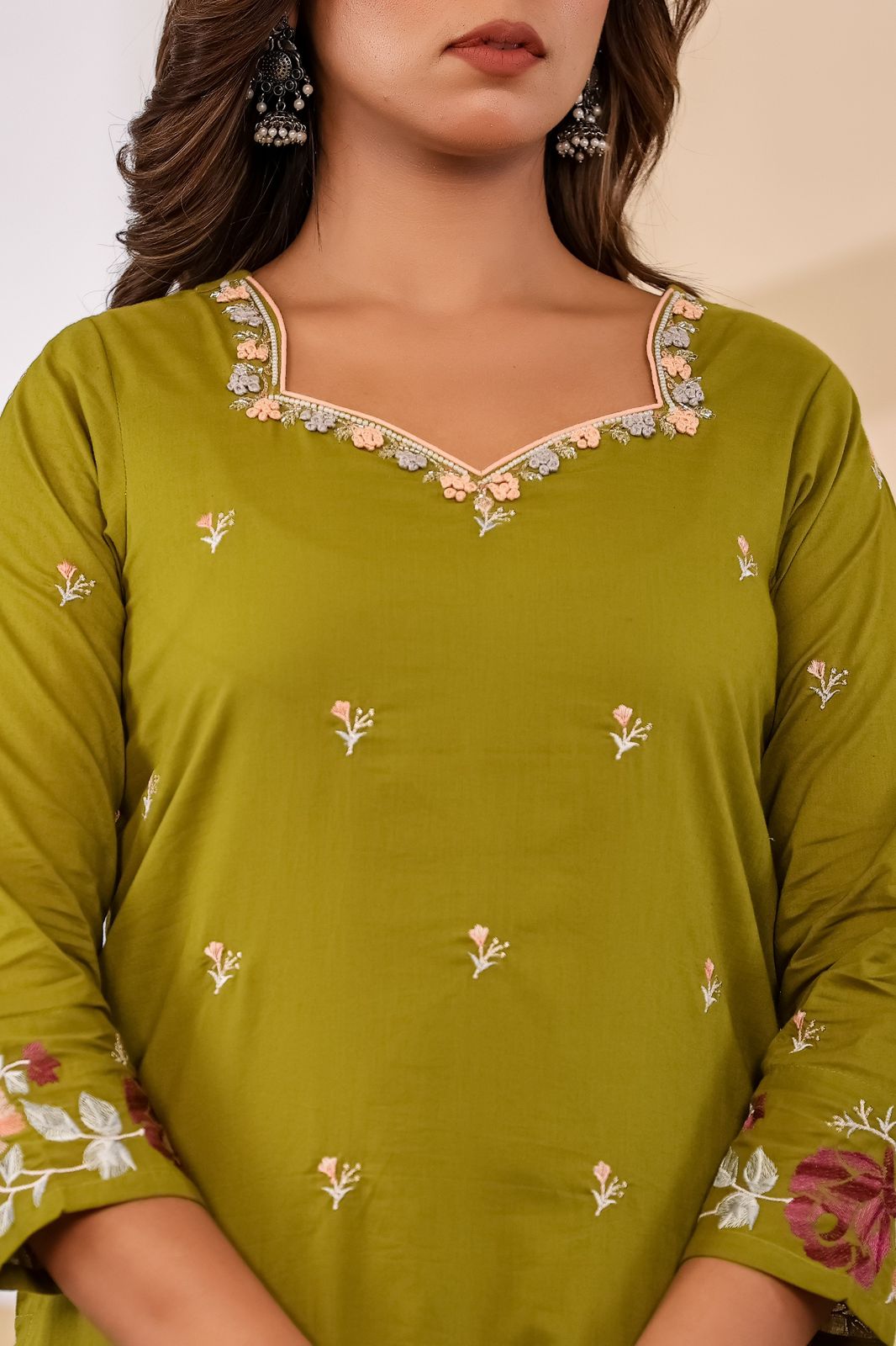 Kesarvani Handwork Embroidered Cotton Palazzo Set