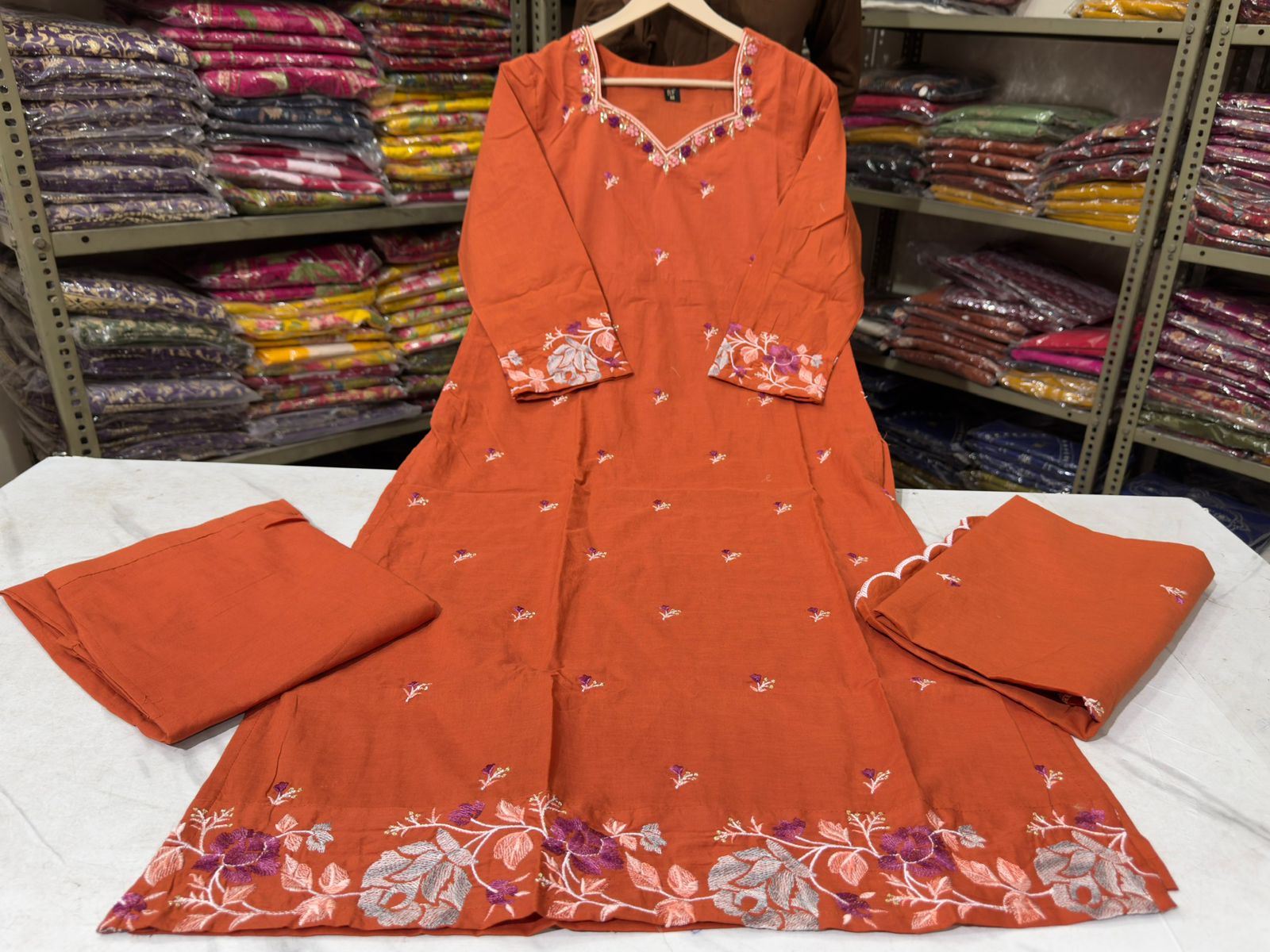 Kesarvani Handwork Embroidered Cotton Palazzo Set