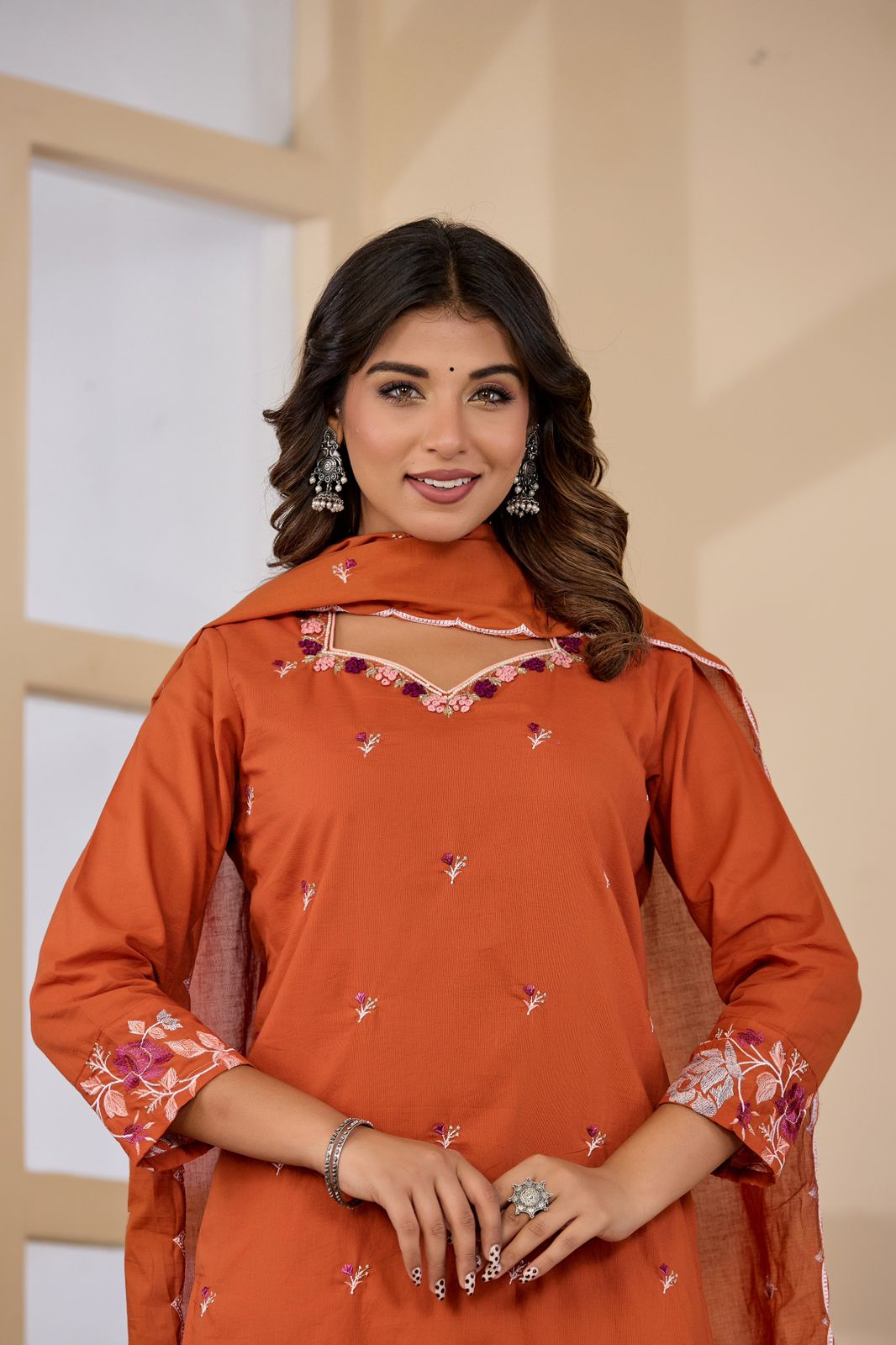 Kesarvani Handwork Embroidered Cotton Palazzo Set