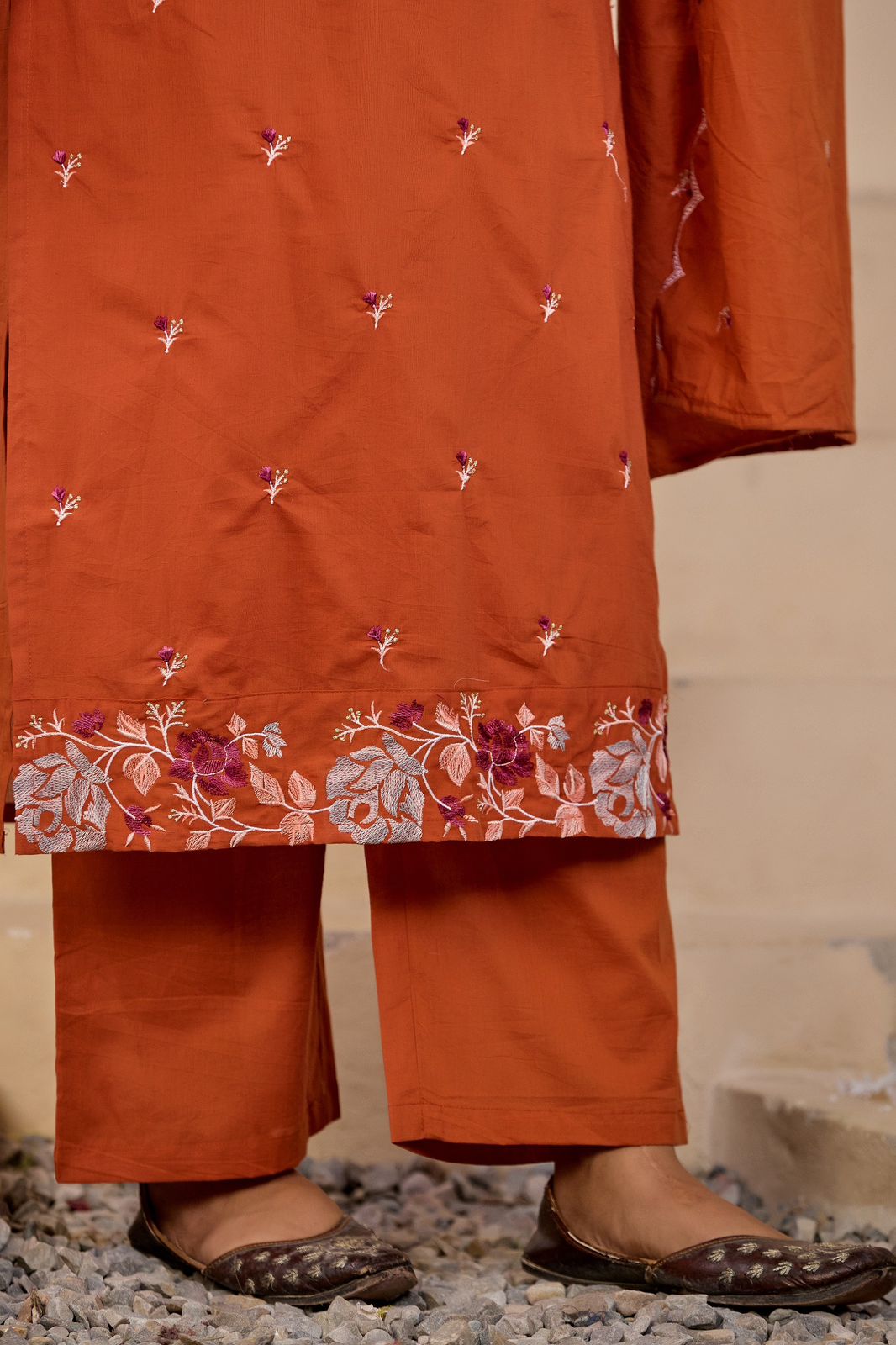 Kesarvani Handwork Embroidered Cotton Palazzo Set