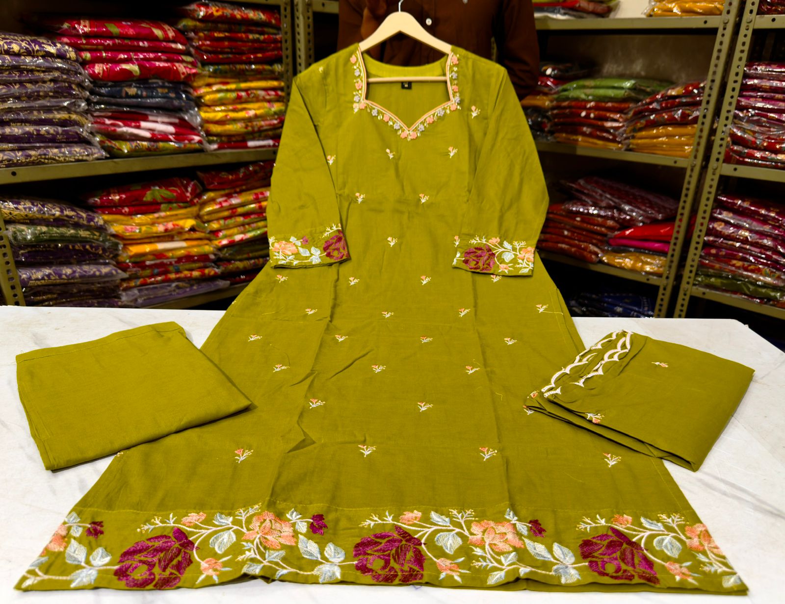 Kesarvani Handwork Embroidered Cotton Palazzo Set