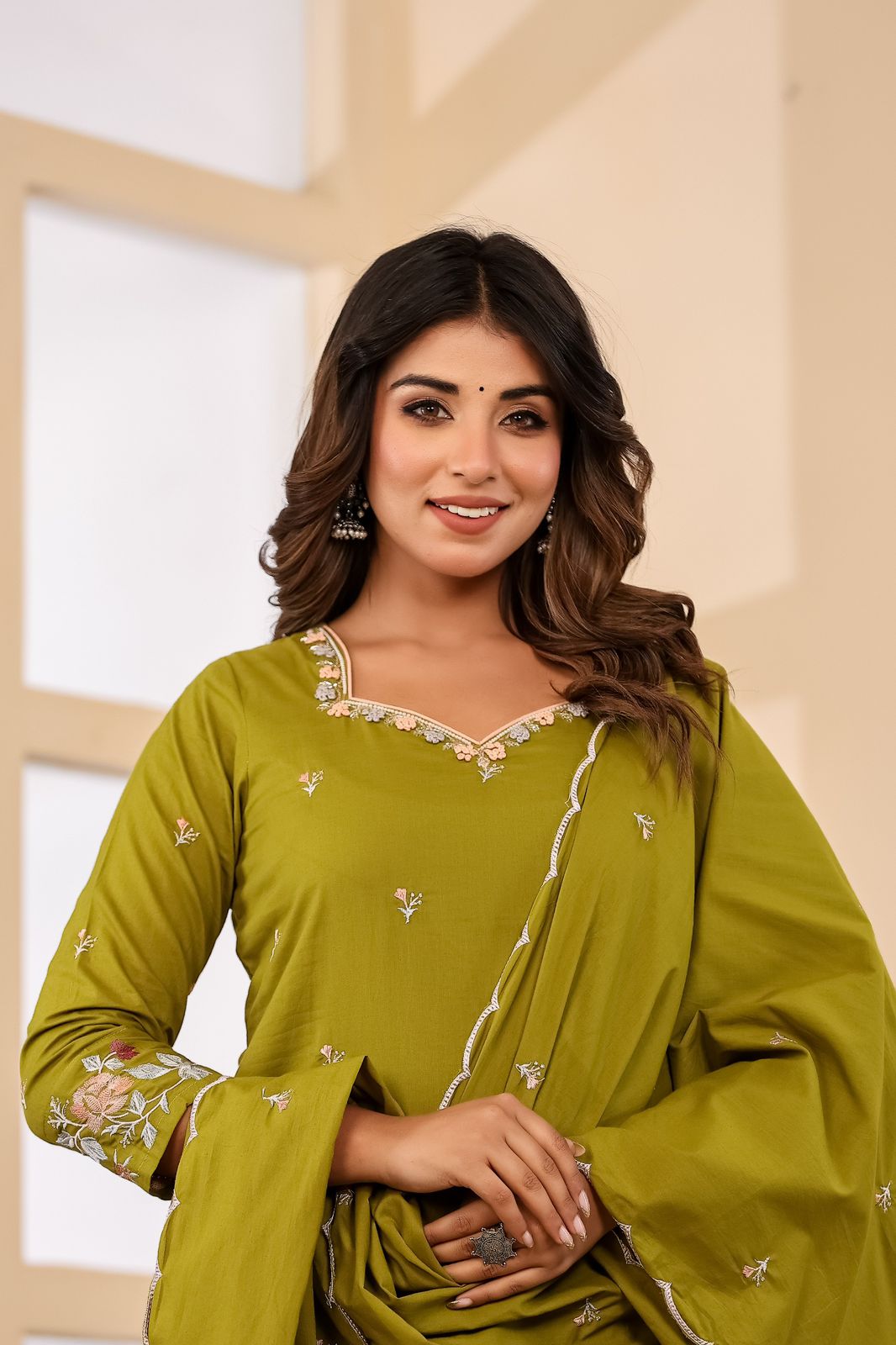 Kesarvani Handwork Embroidered Cotton Palazzo Set