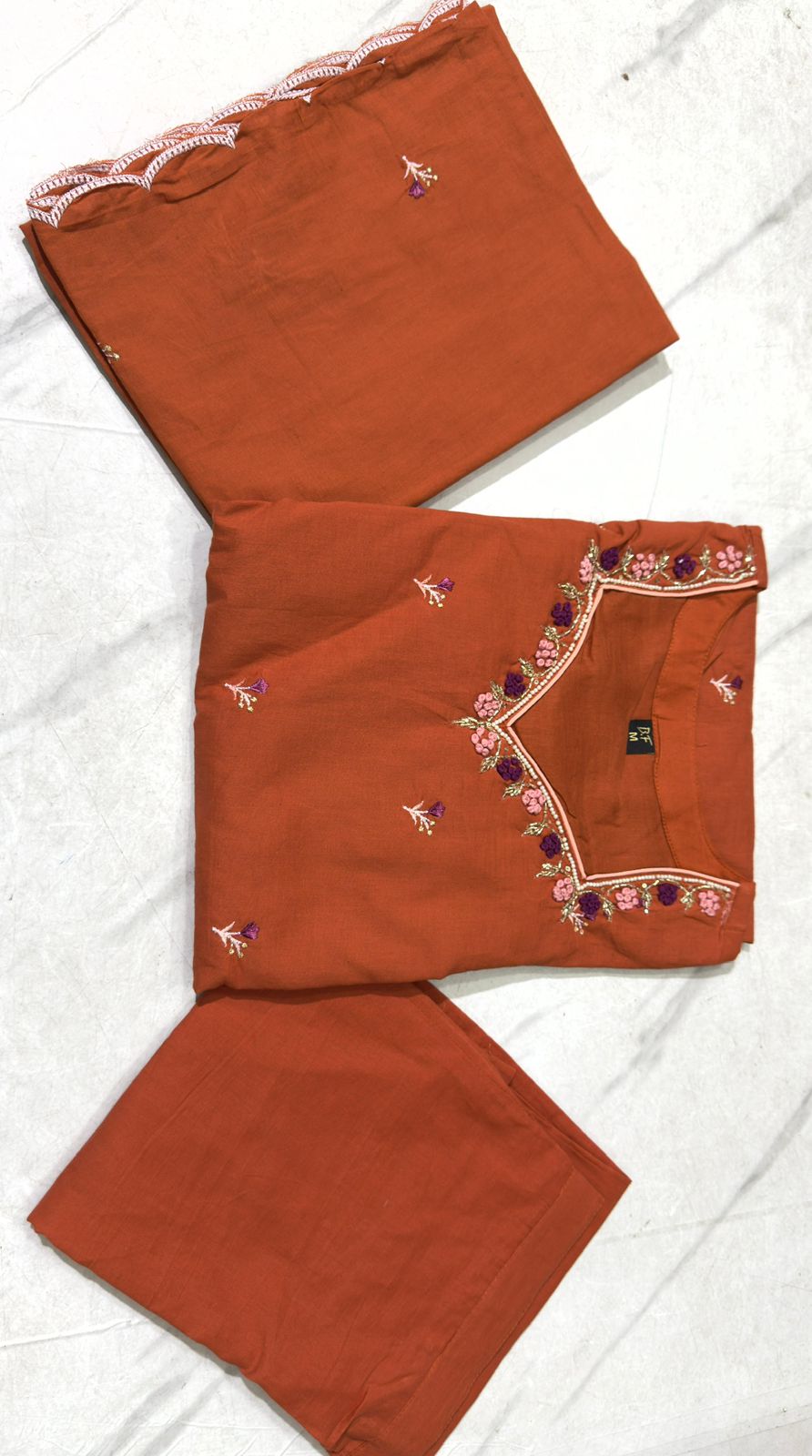 Kesarnika Handwork Embroidered Cotton Palazzo Set