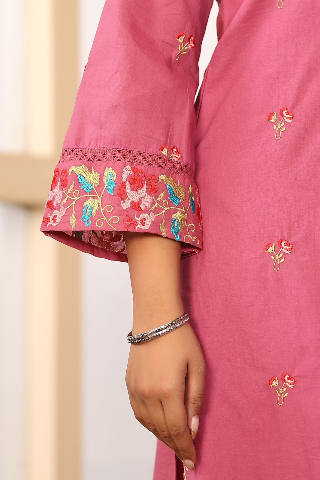 Kesarnika Handwork Embroidered Cotton Palazzo Set