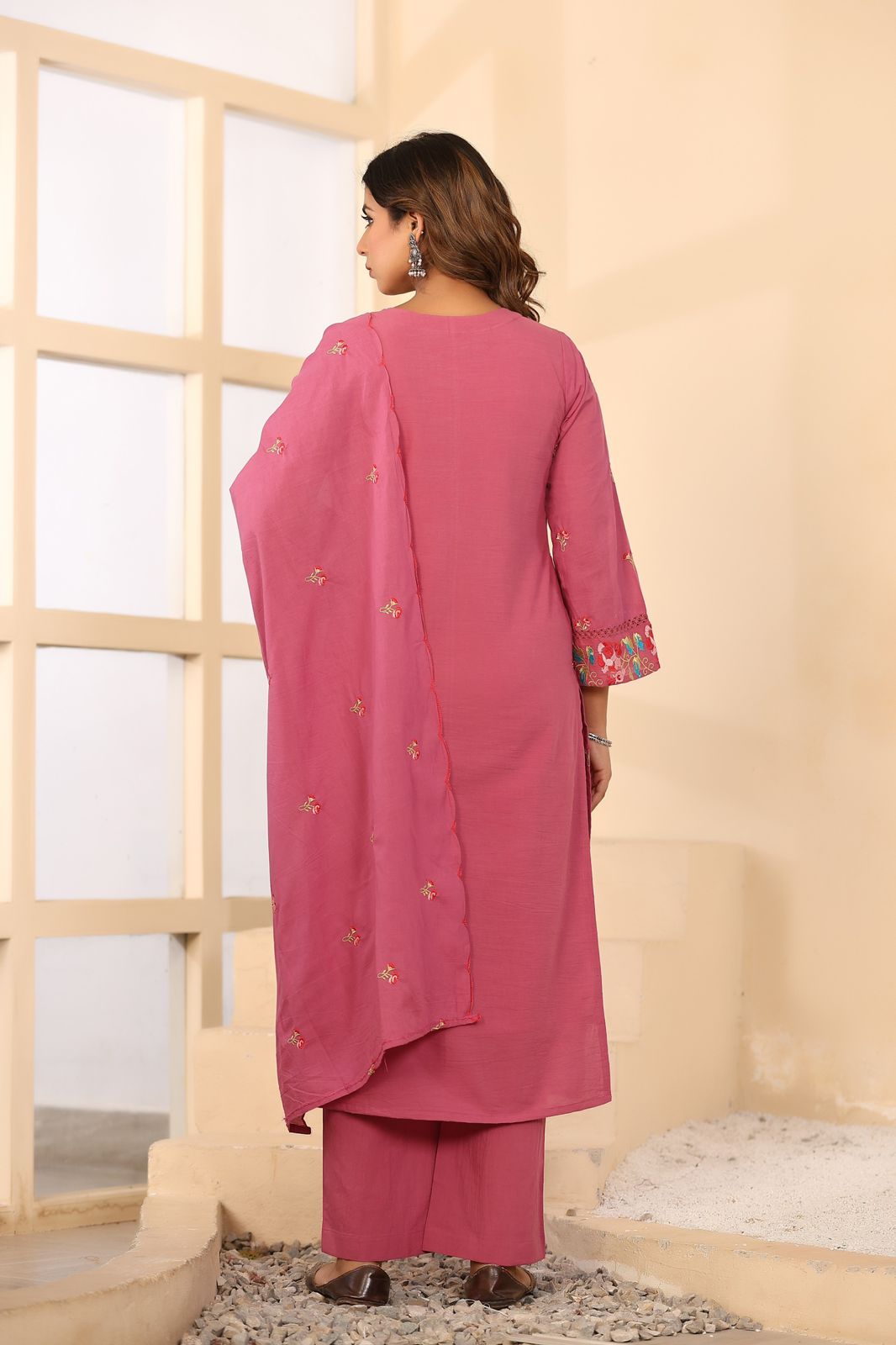Kesarnika Handwork Embroidered Cotton Palazzo Set