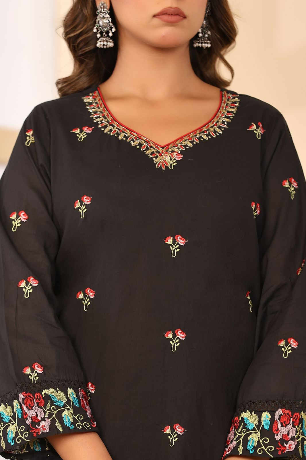 Kesarnika Handwork Embroidered Cotton Palazzo Set