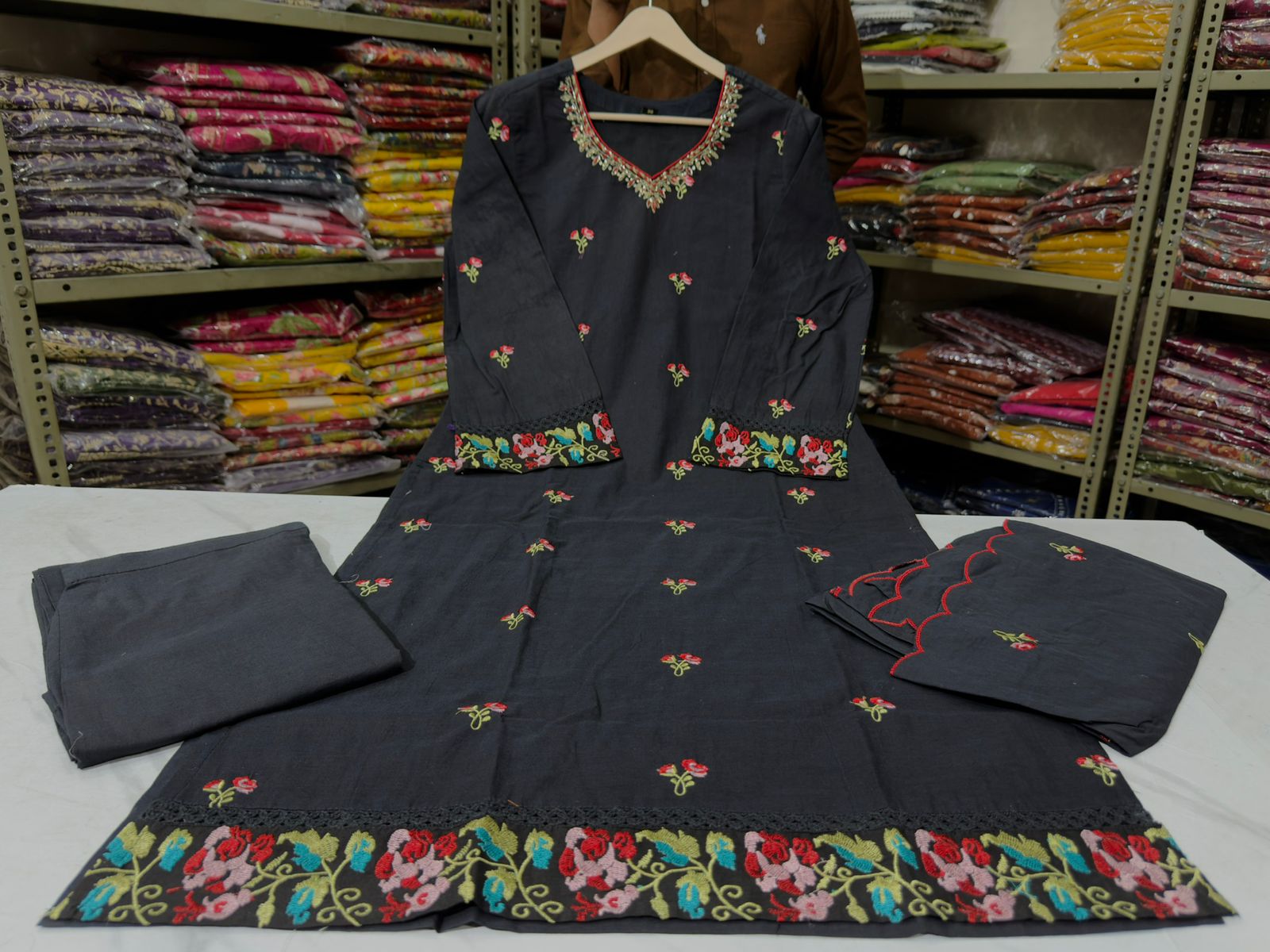 Kesarnika Handwork Embroidered Cotton Palazzo Set