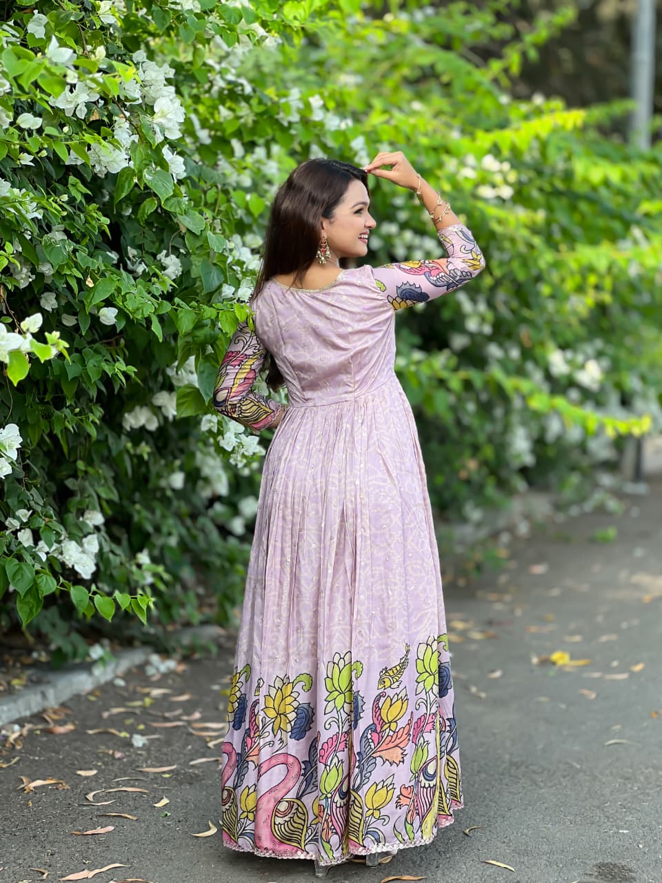 Lavanyika Kalamkari Bandhani Tussar Silk Gown