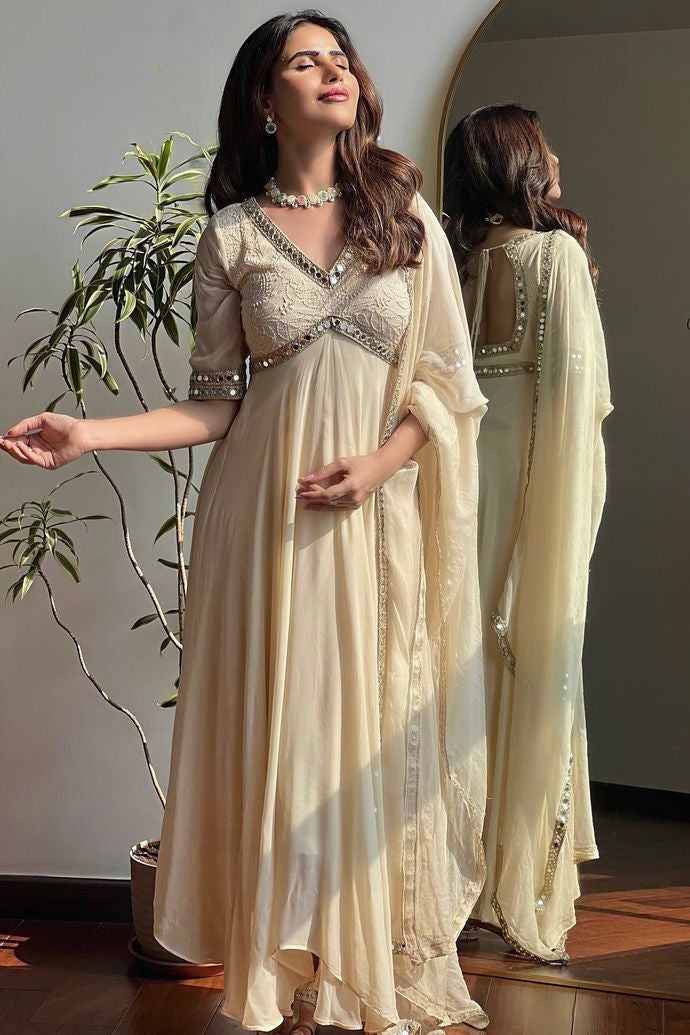 Noorika Mirror Chikankari Anarkali Gown Set