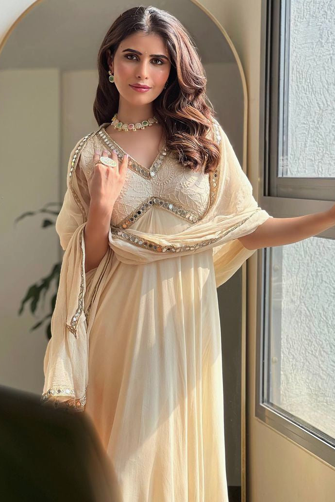 Noorika Mirror Chikankari Anarkali Gown Set