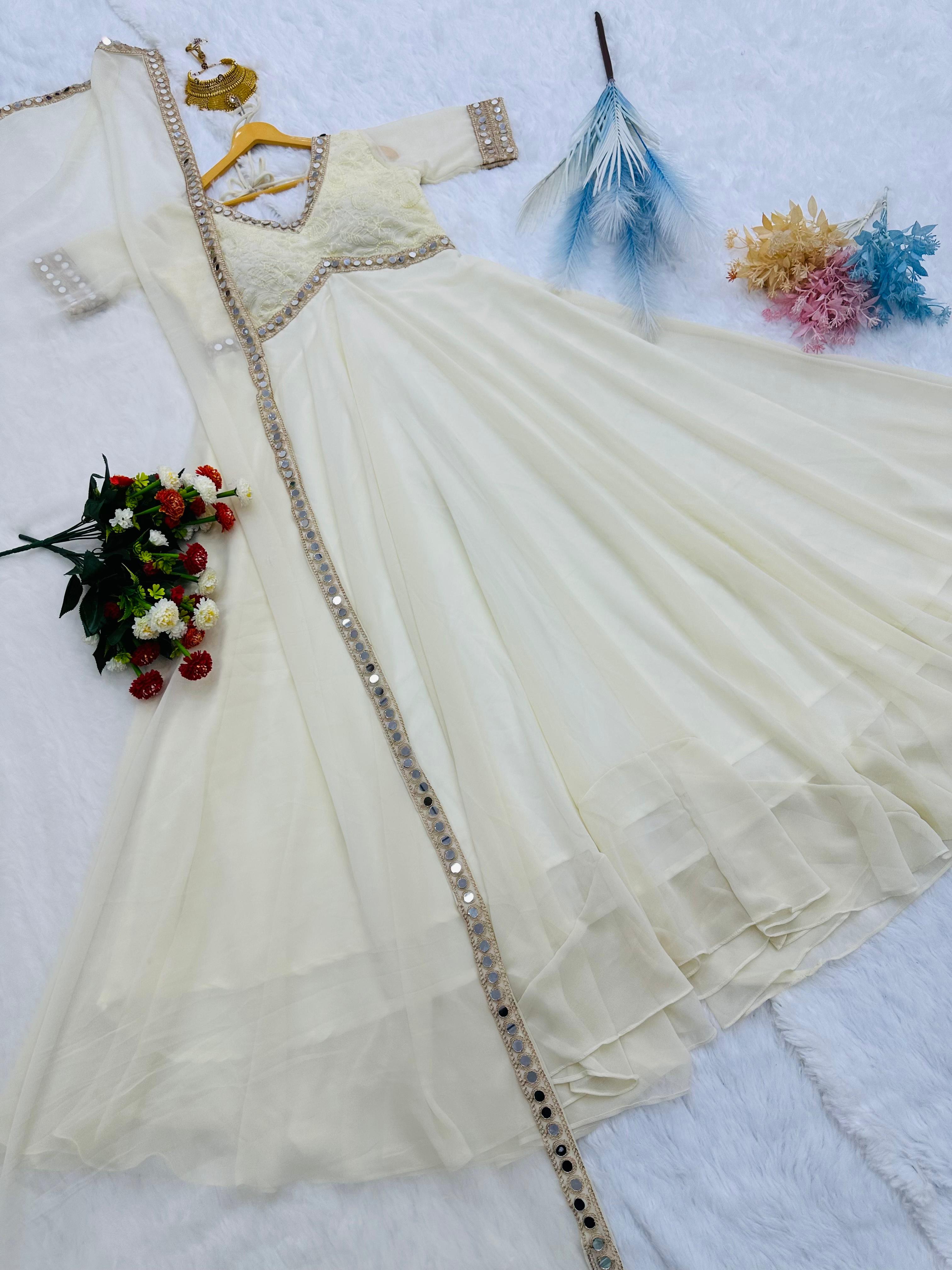 Noorika Mirror Chikankari Anarkali Gown Set
