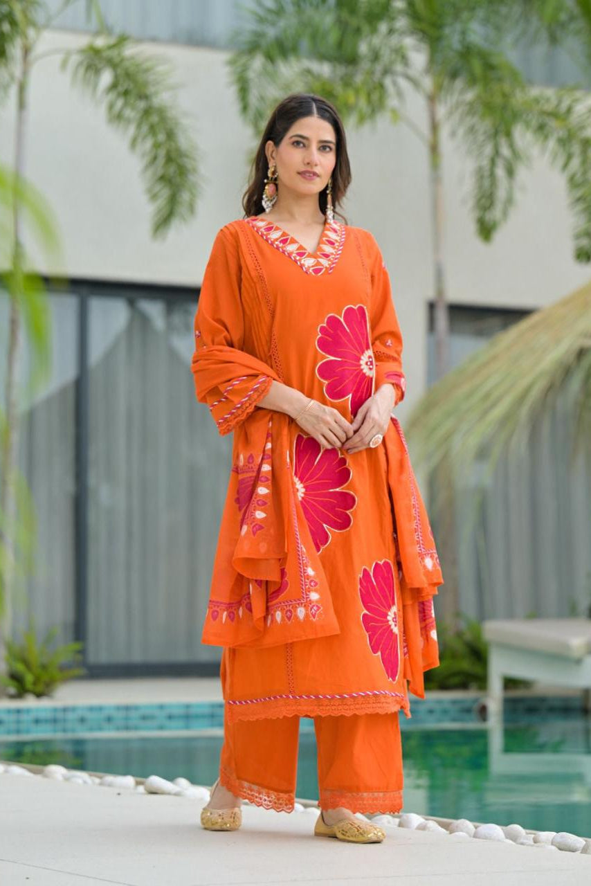 Suryalekha Embroidered Cotton Suit Set