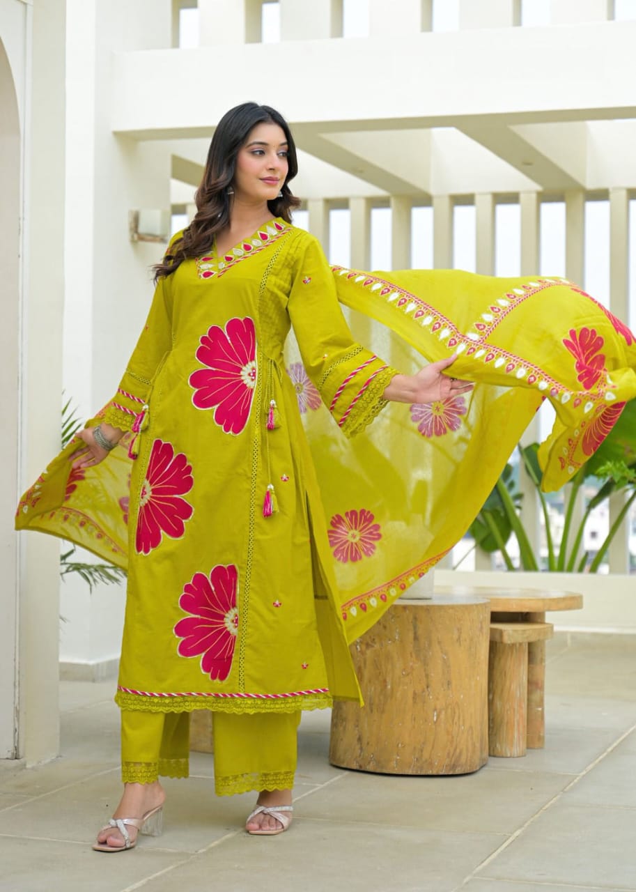 Suryalekha Embroidered Cotton Suit Set